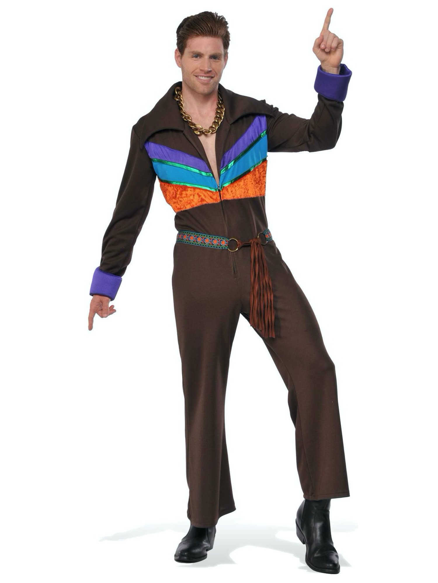 That 70s Guy 1970s Hippie Hippy Disco Fever Retro Adult Mens Costume & Chain STD