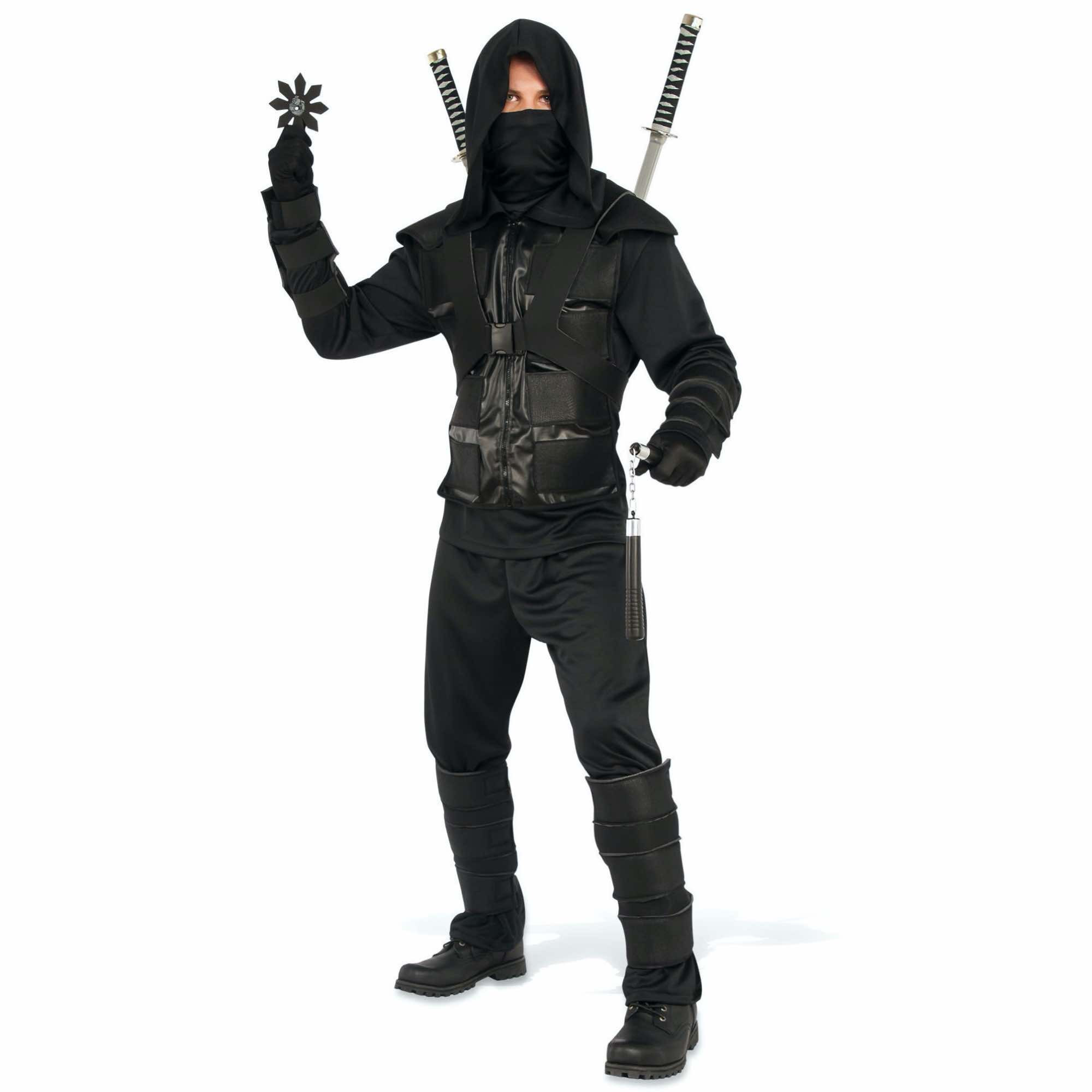 Dark Ninja Deluxe Stealth Japanese Fighter Warrior Martial Art Mens Costume