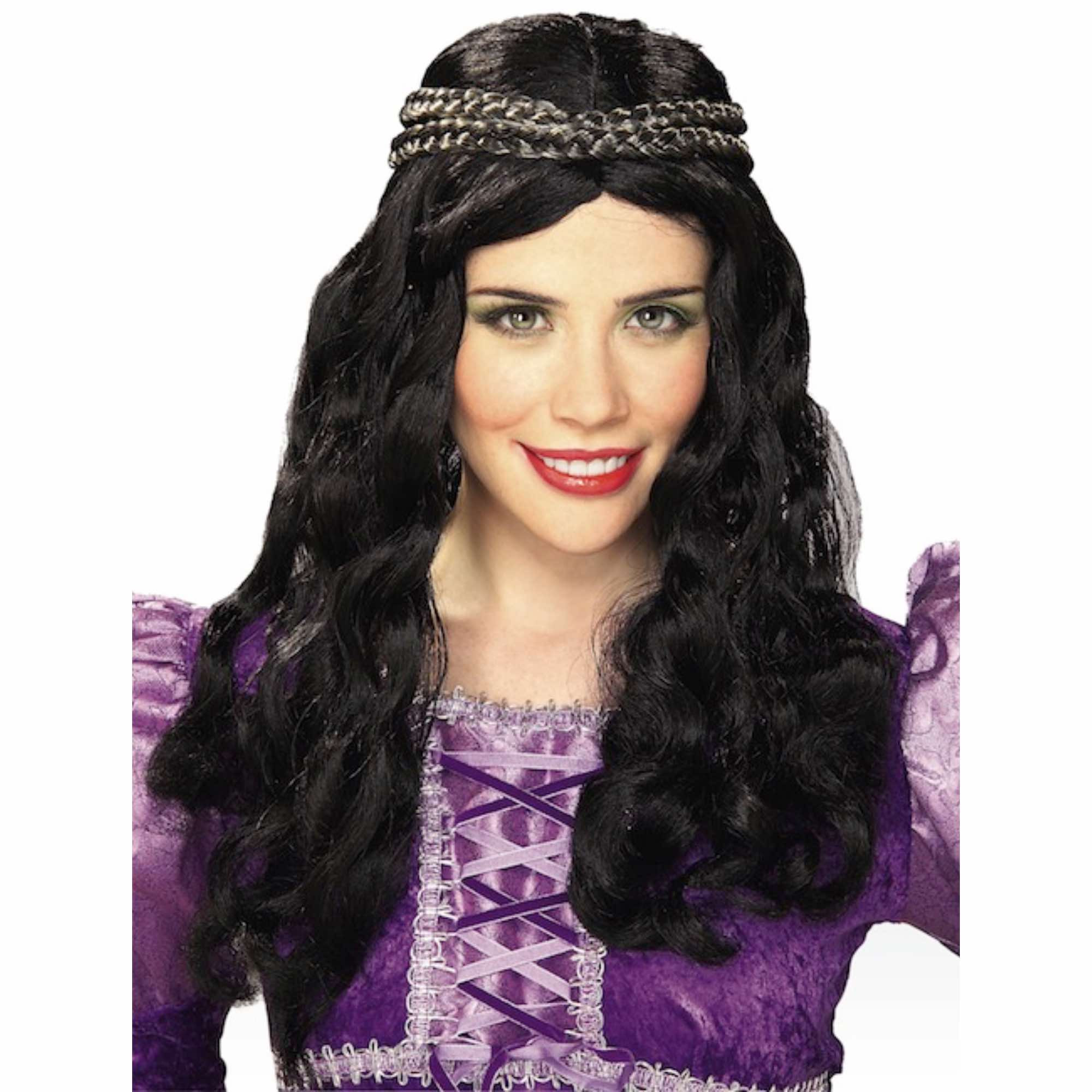 Renaissance Black Princess Medieval Maiden Fairy Women Costume Wig