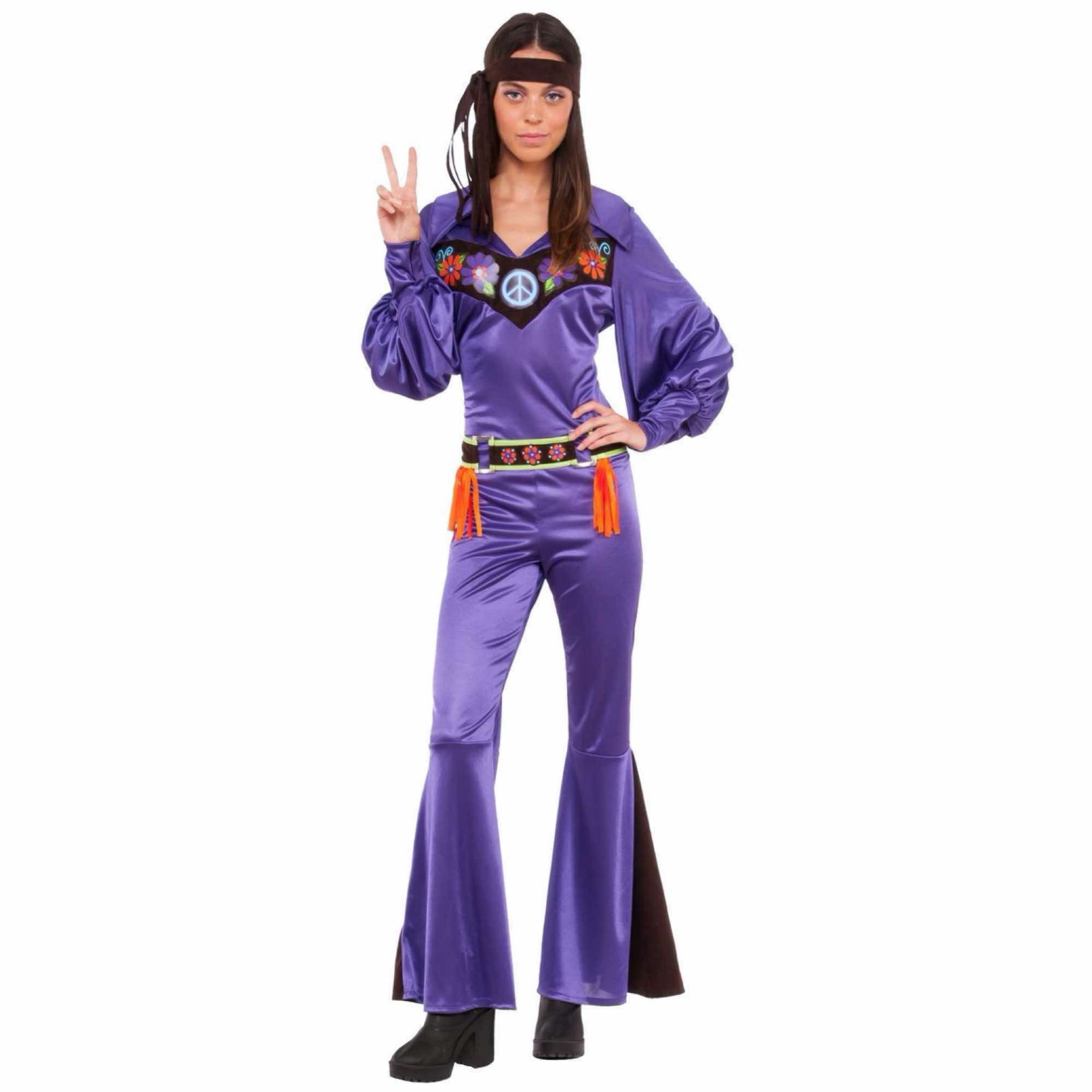 That 70s Babe 1970s Hippie Hippy Purple Woodstock Adult Womens Costume STD