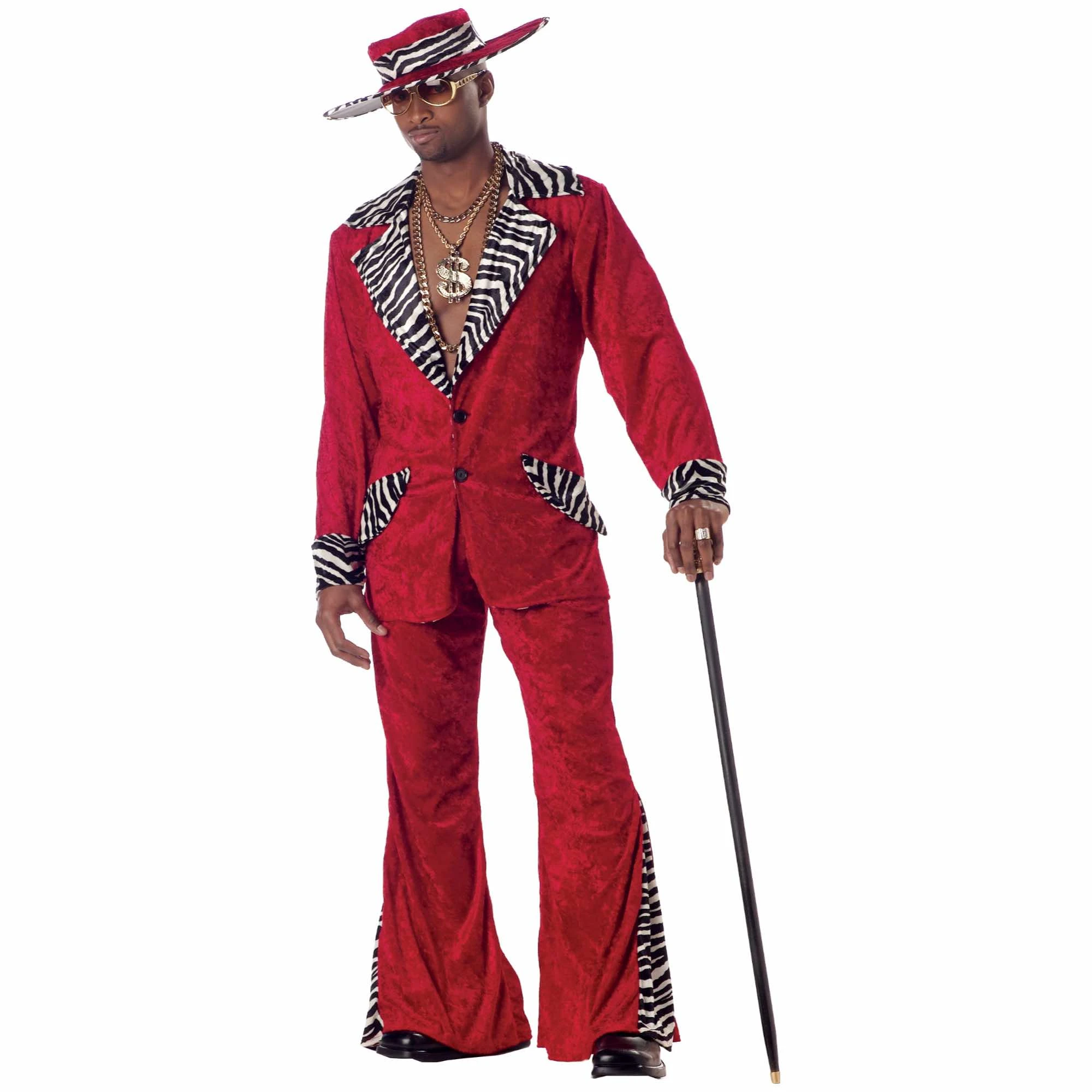 Pimp Red Big Daddy 1920s 1970s Gangster Suit Deluxe Adult Mens Costume