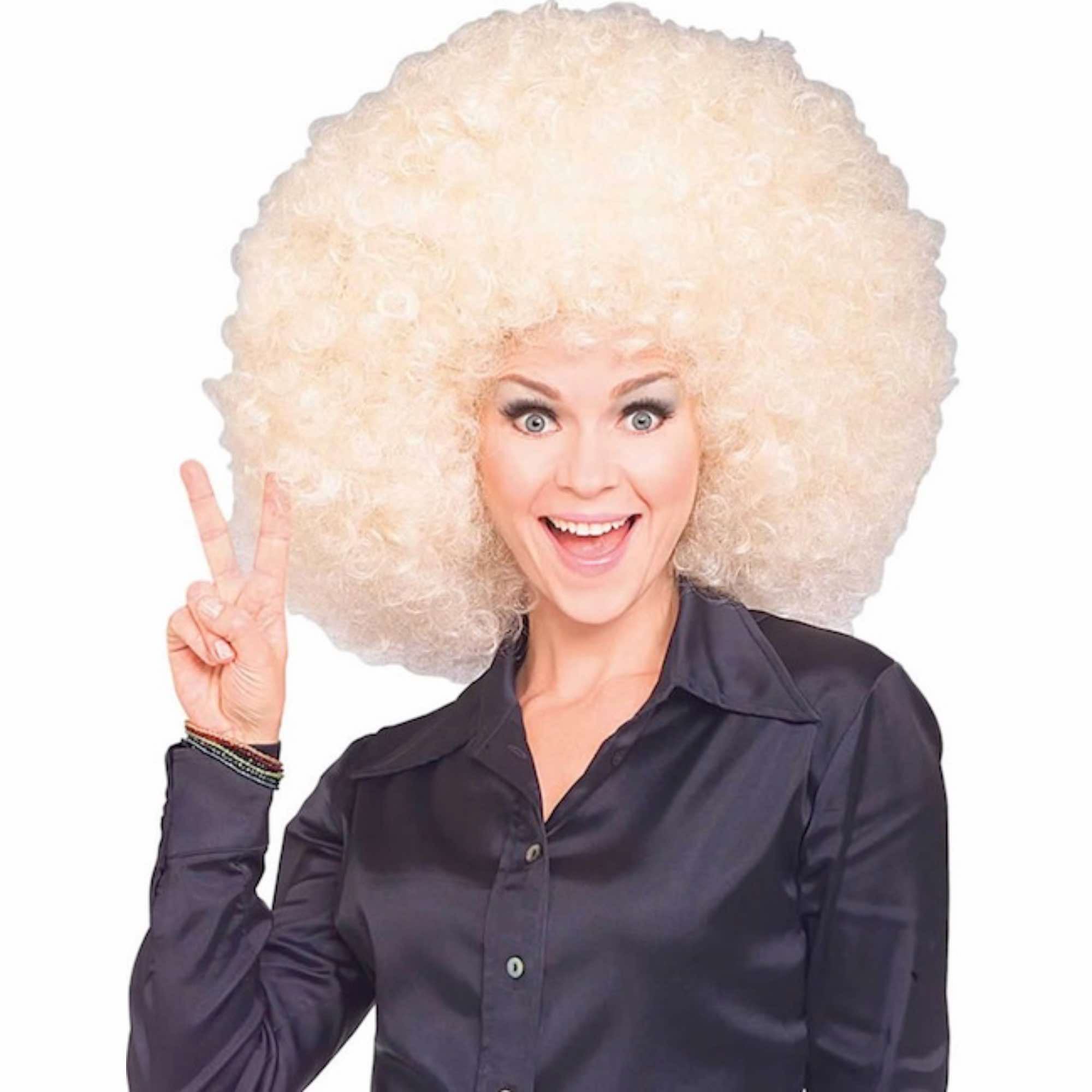 Super Afro Jumbo Fro Disco 1960s 1970s 1980s Hippie Blonde Men Women Costume Wig