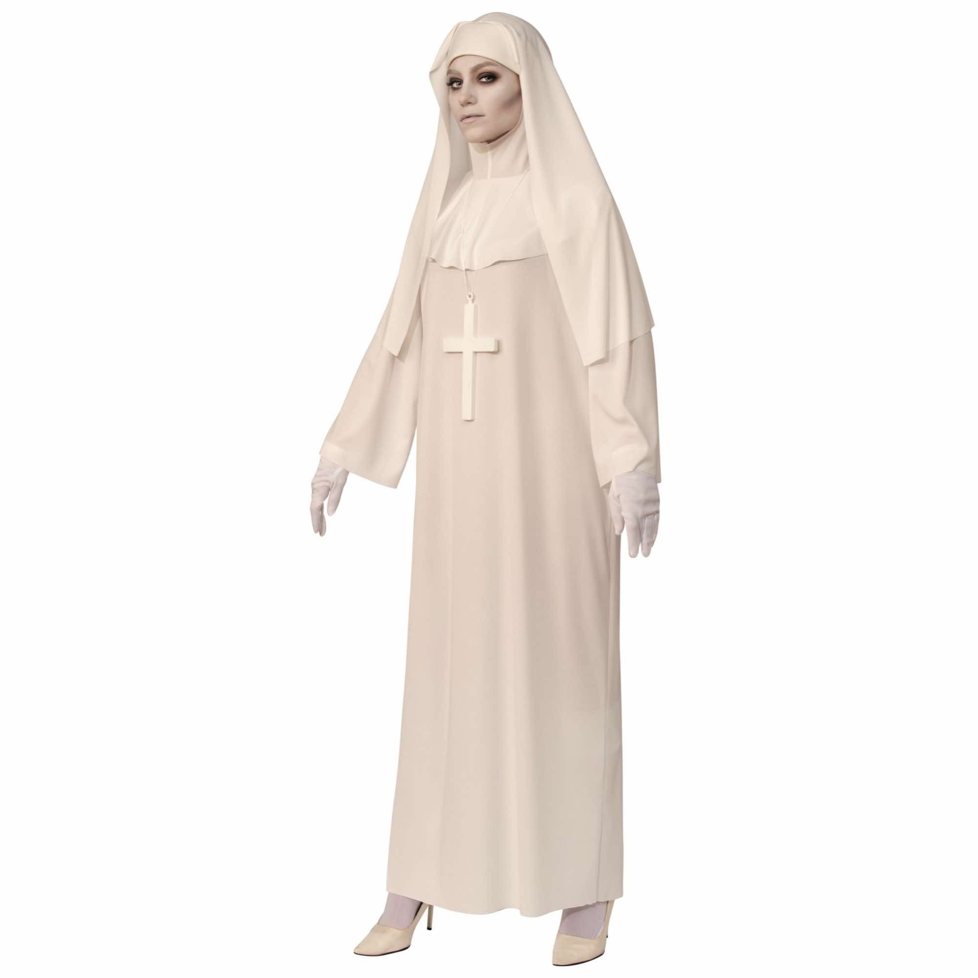 Scary Mary White Ghost Nun Womens Costume