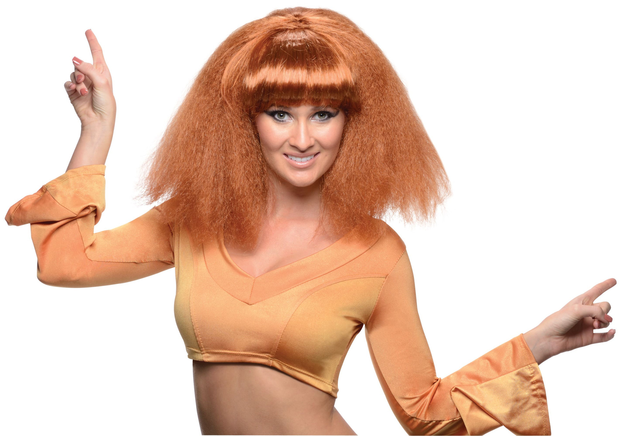 Go Disco 1970s 1980s Go Go Dance Retro Brown Womens Costume Wig