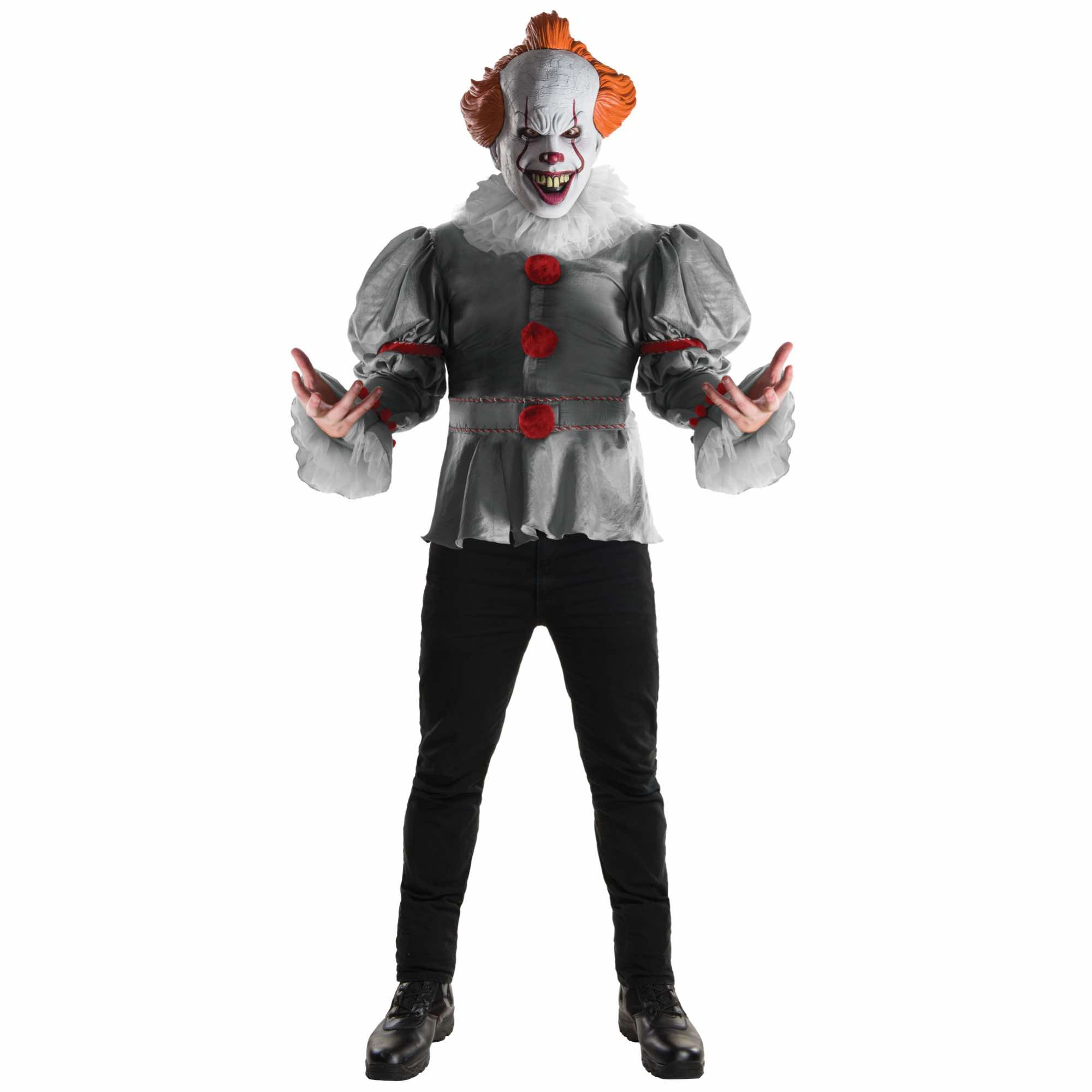 Pennywise Deluxe IT Movie Stephen King Horror Clown Mens Costume & Mask