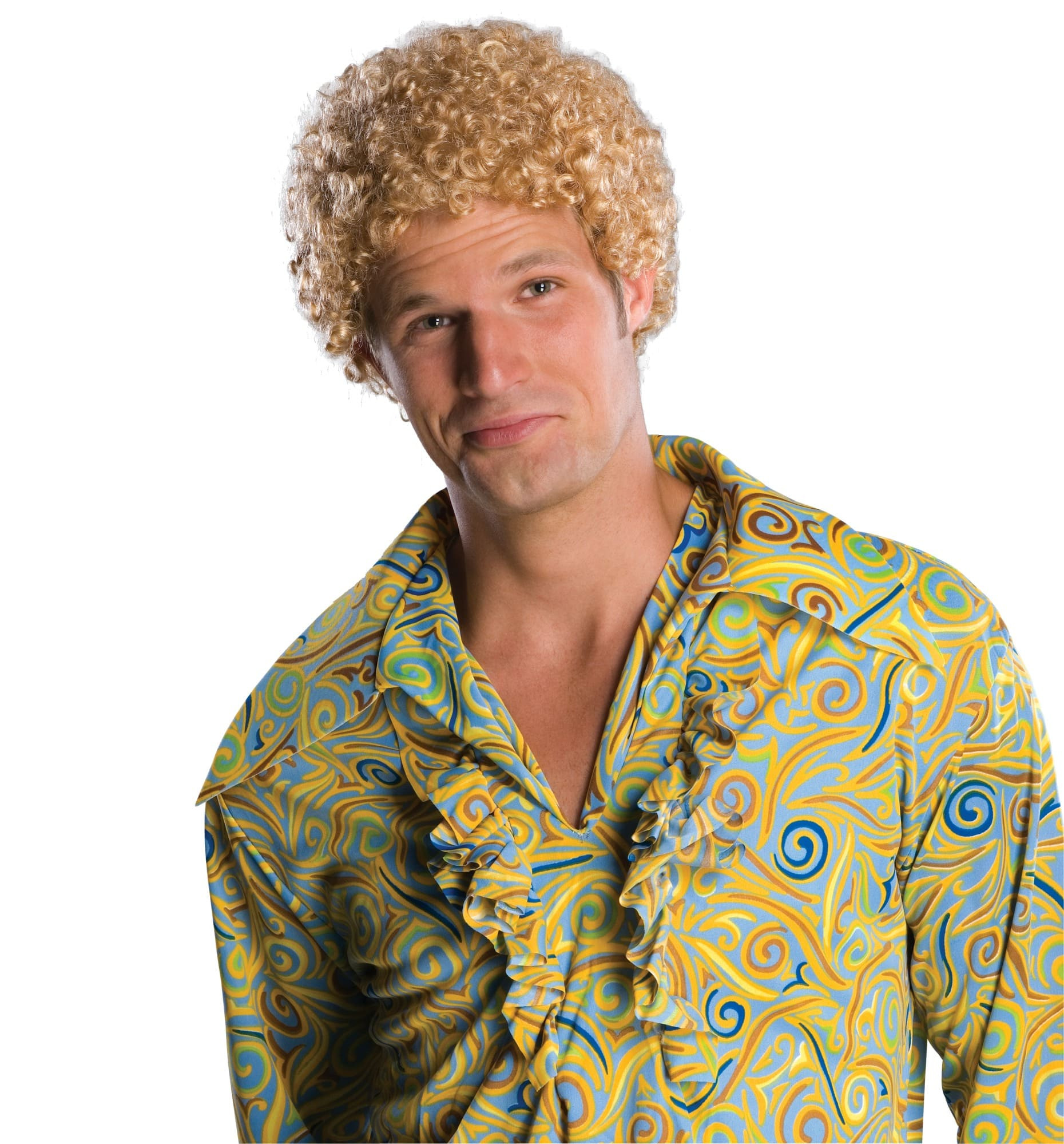 Tight Fro Blonde Afro Will Ferrell 1970s 1980s Disco Mens Costume Wig