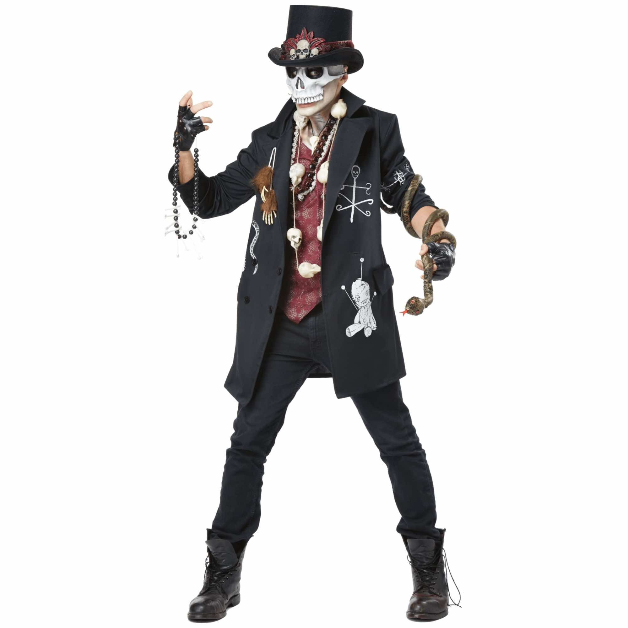 Voodoo Dude Witch Doctor Day Of The Dead Skeleton Skulls Adult Mens Costume Plus
