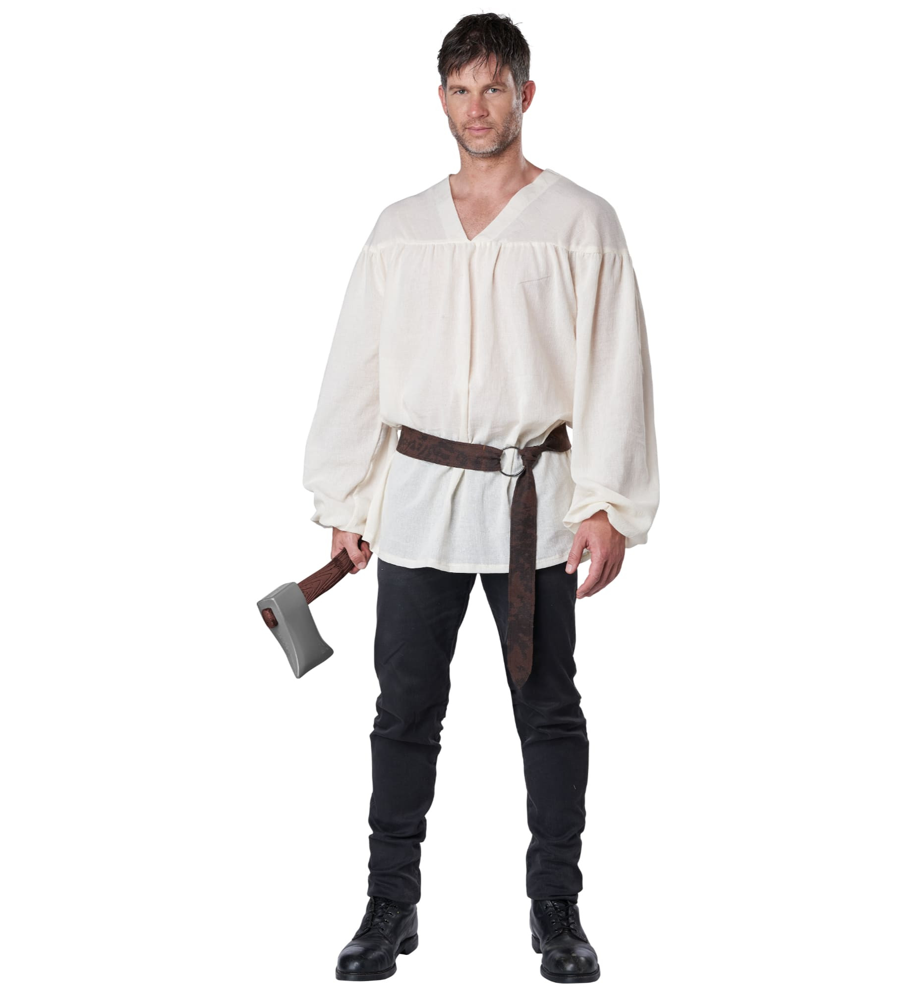 Renaissance Peasant Shirt Cream White Medieval Pirate King Mens Costume Top