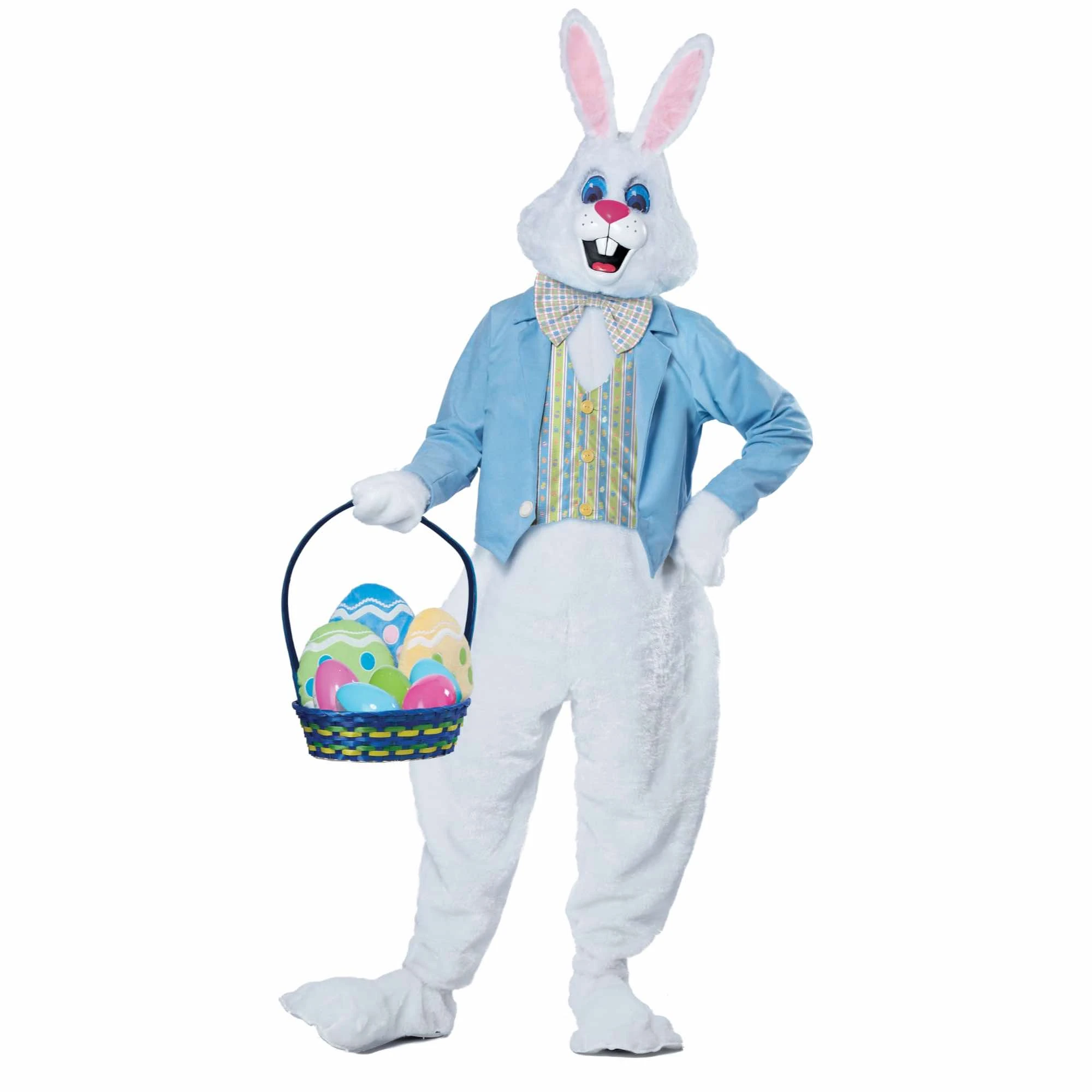Deluxe Easter Bunny Rabbit Deluxe Mascot Overalls Adult Mens Costume Plus Size