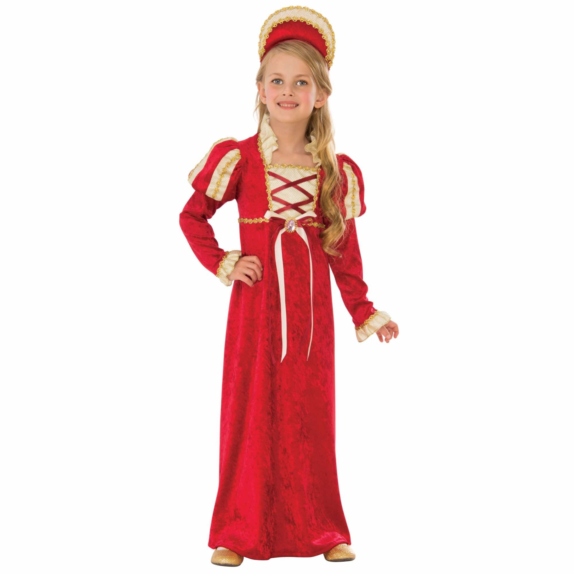 Medieval Princess Renaissance Guinevere Queen Red Gown Book Week Girls Costume
