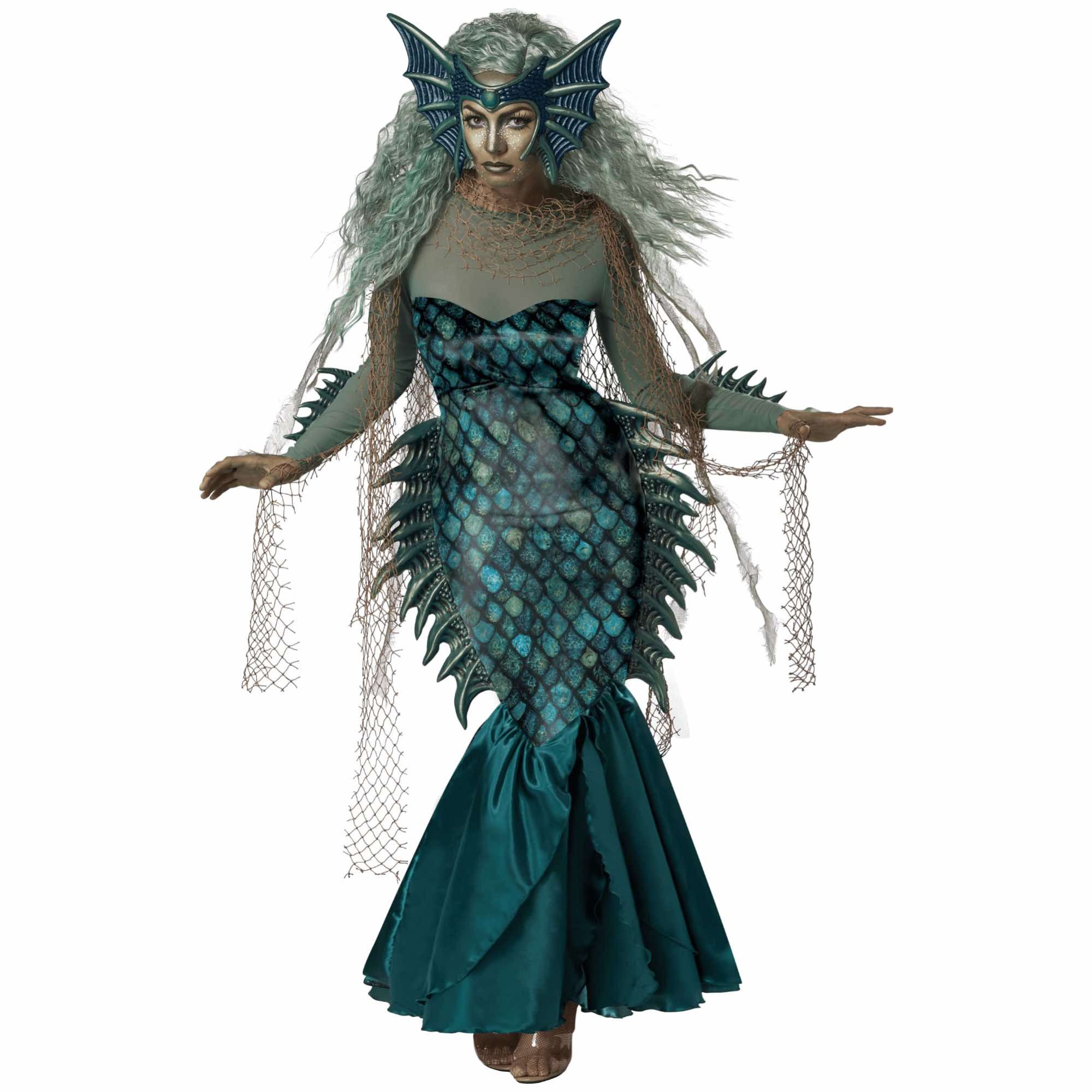 Dark Sea Siren Queen Mermaid Mythical Greek Fairytale Halloween Womens Costume