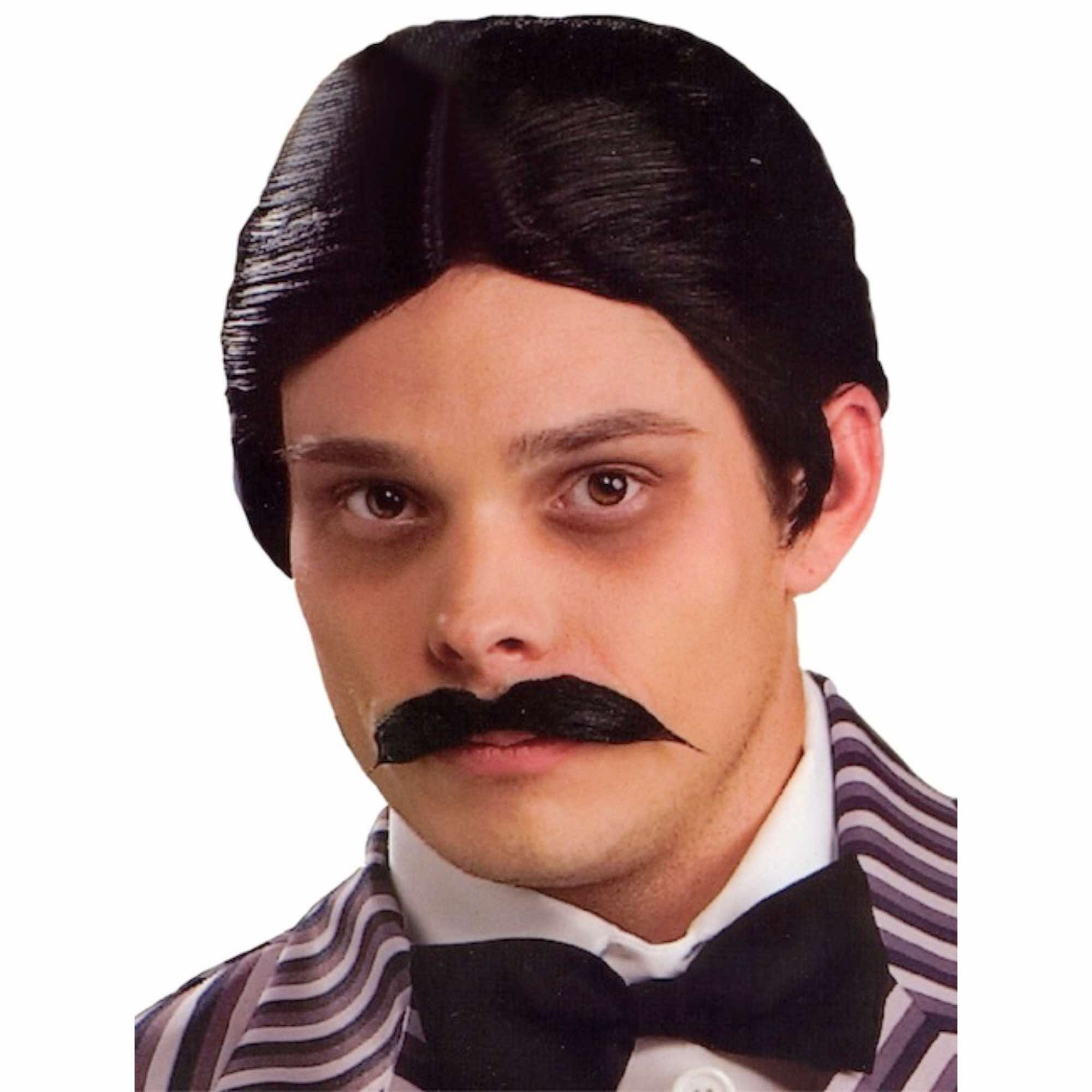 Gomez Addams Family 1920s 1930s Gangster Black Men Costume Wig & Moustache