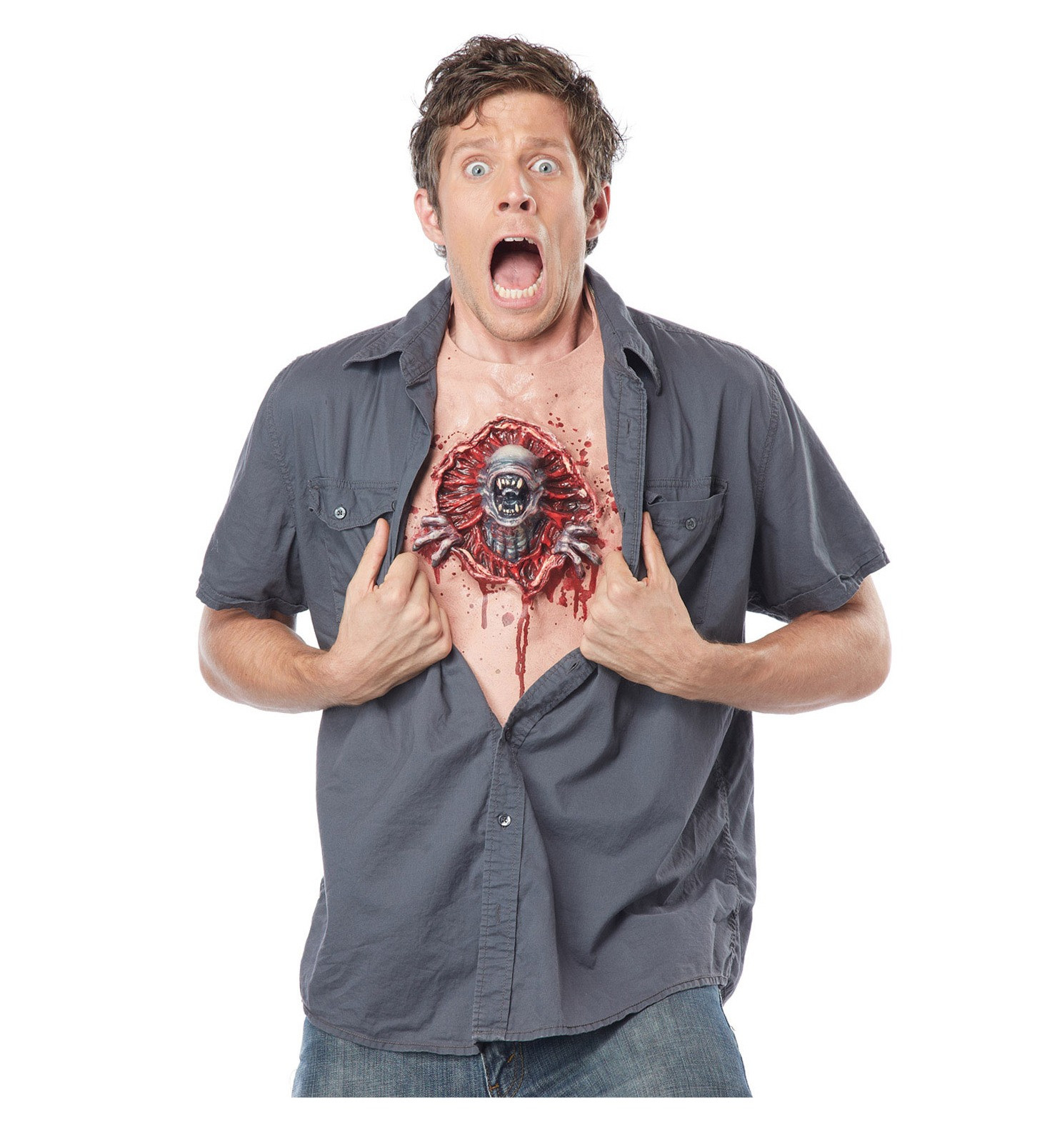 Parasite Alien Blood Horror Halloween Men Costume Vinyl Chest Cover