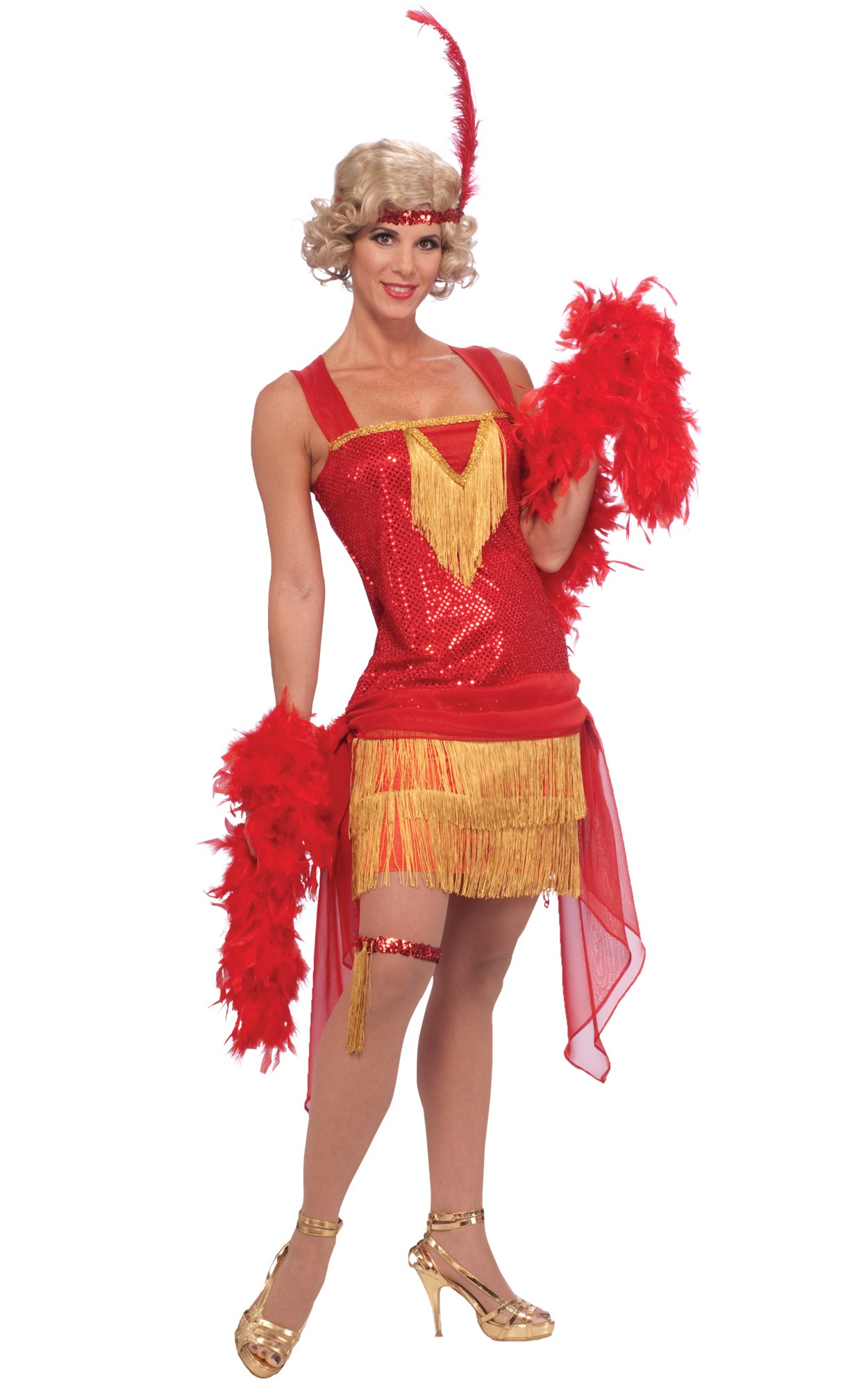 Cotton Club Beauty Flapper 20s Red Sequin Charleston Women Costume