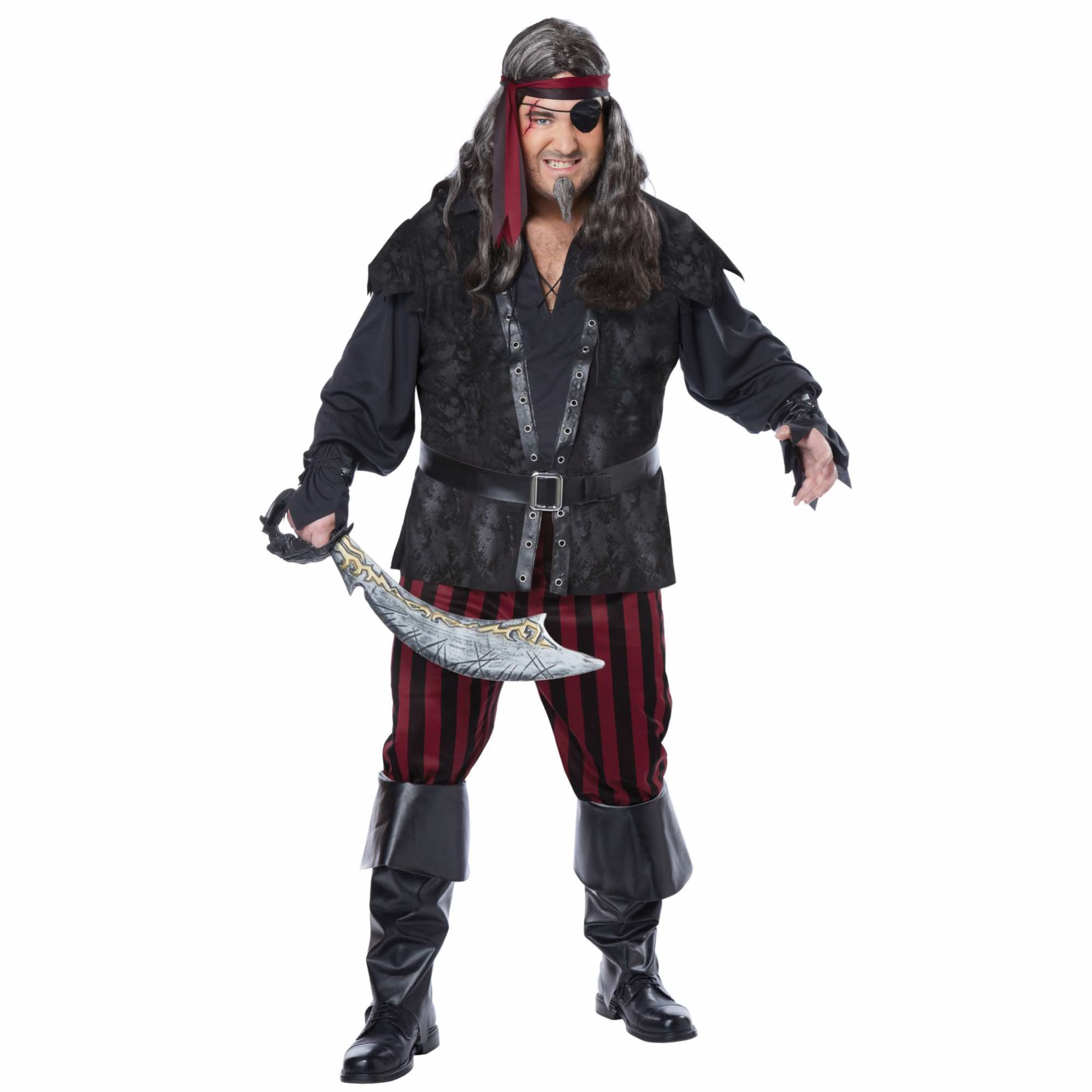 Ruthless Rogue Pirate Swashbuckler Buccaneer Captain Mens Costume Plus XXL