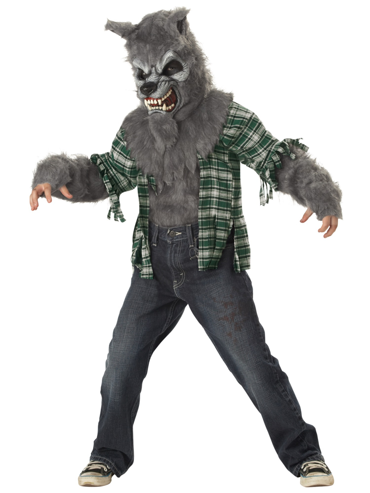 Howling At The Moon Wolfman Werewolf Grey Wolf Monster Horror Boys Costume