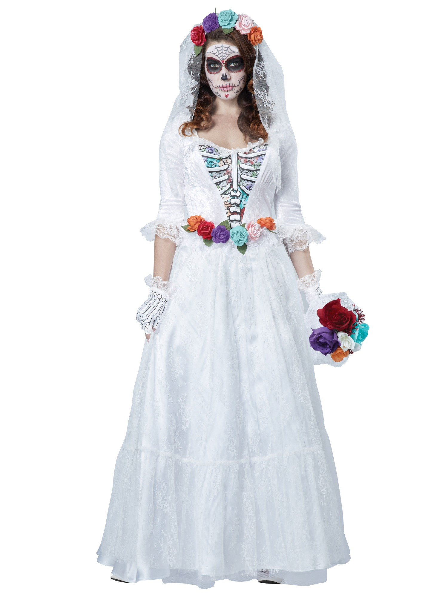 La Novia Muerta Deluxe Ghost Bride Day Of The Dead Mexican Womens Costume