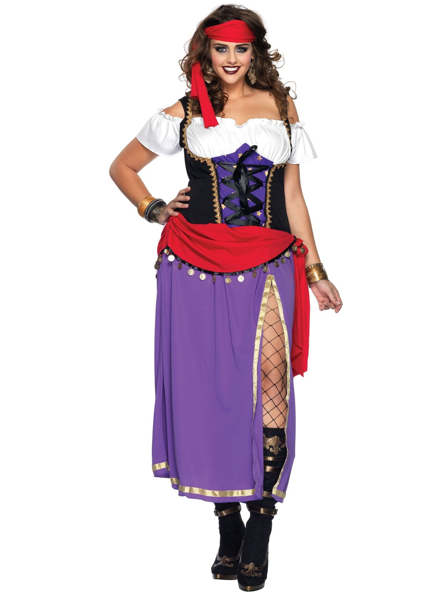 Travelling Gypsy Fortune Teller Bohemian Medieval Tarot Women Costume Plus