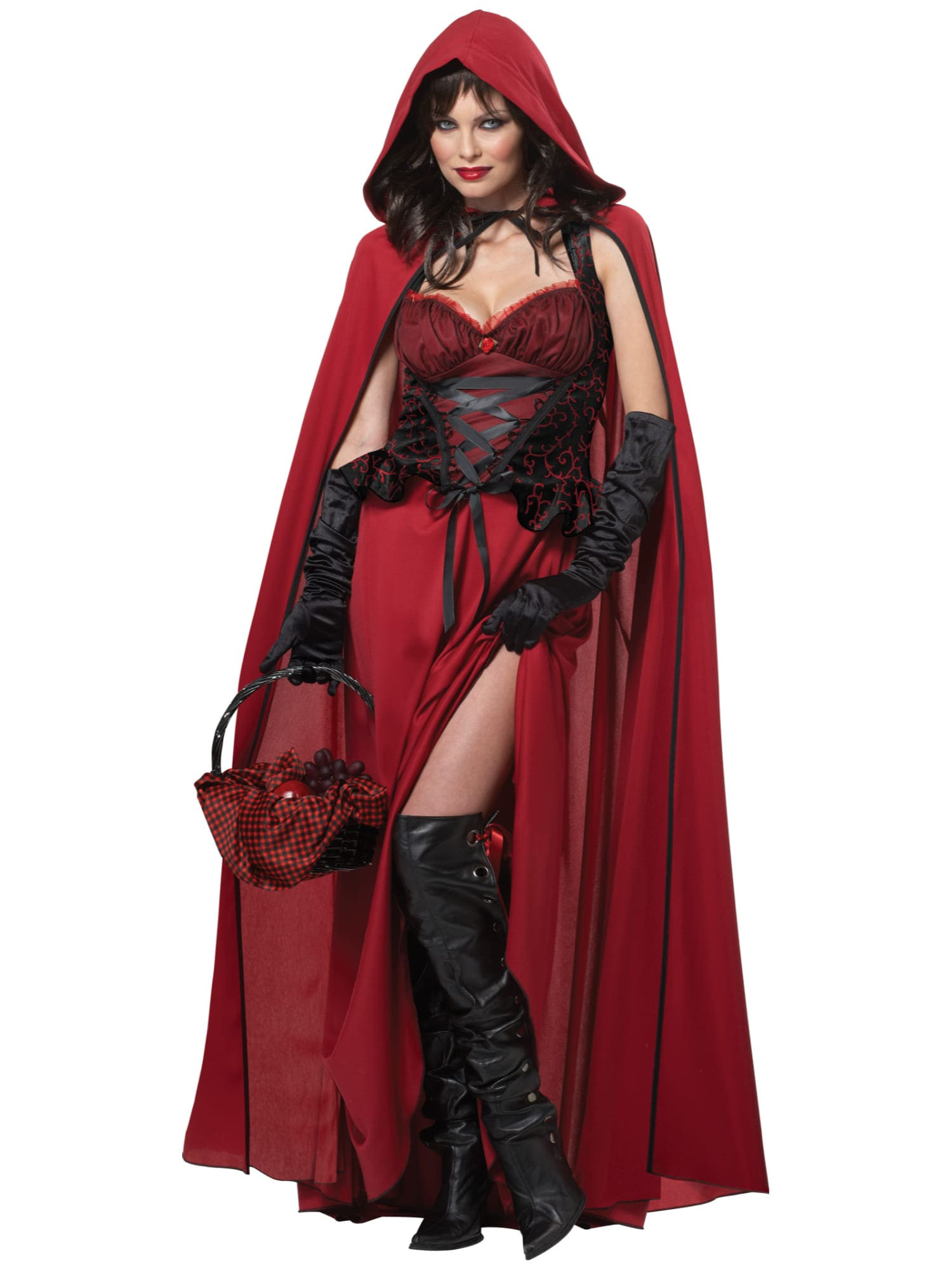Dark Red Riding Hood Gothic Story Book Fairytale Adult Womens Costume