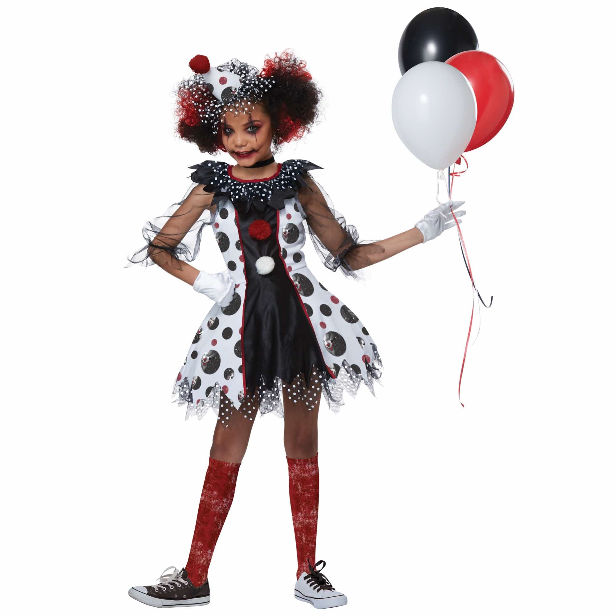 Creepy Clown Horror Killer Joker Evil Halloween Girls Costume