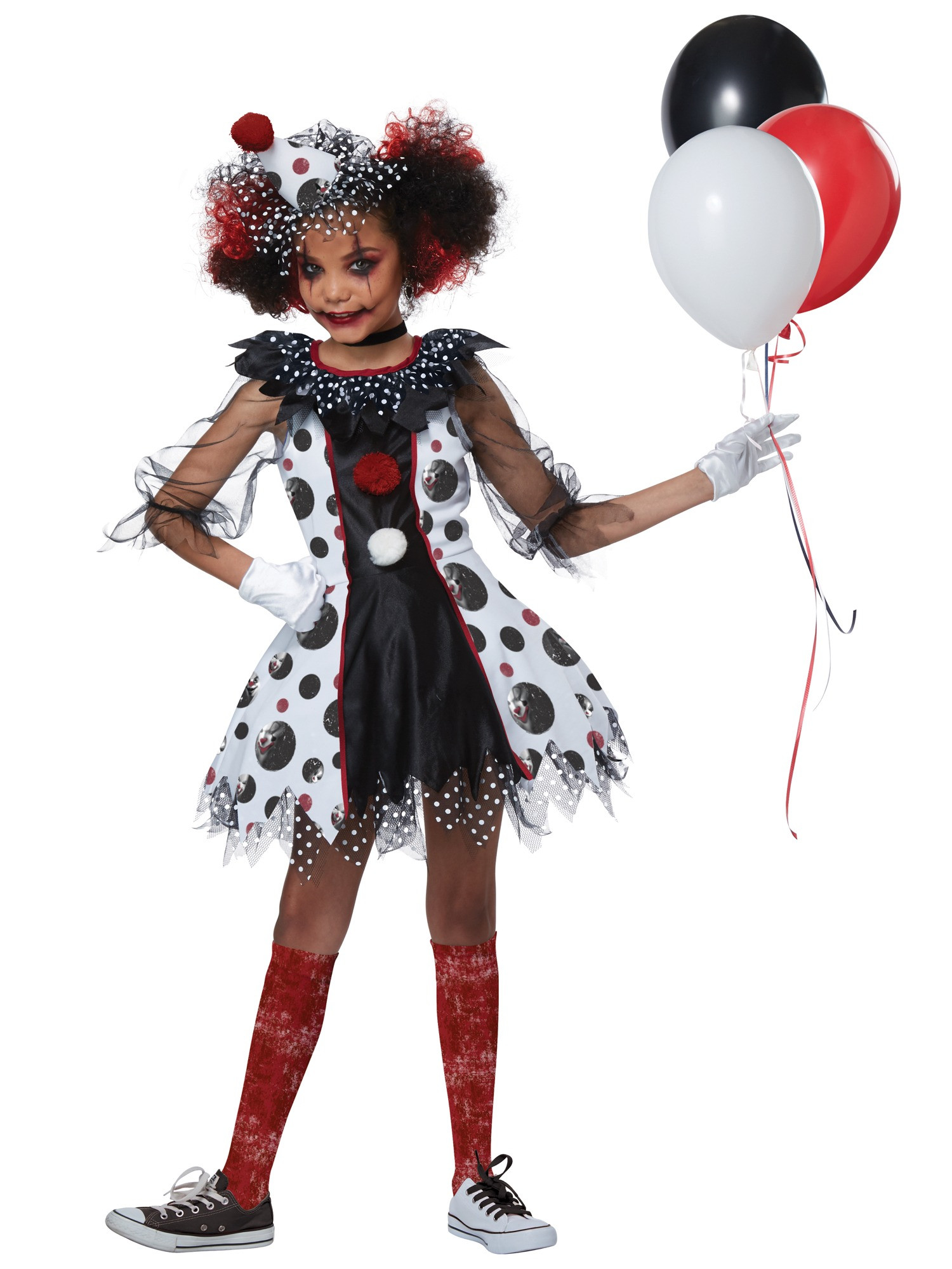Creepy Clown Horror Killer Joker Evil Halloween Girls Costume