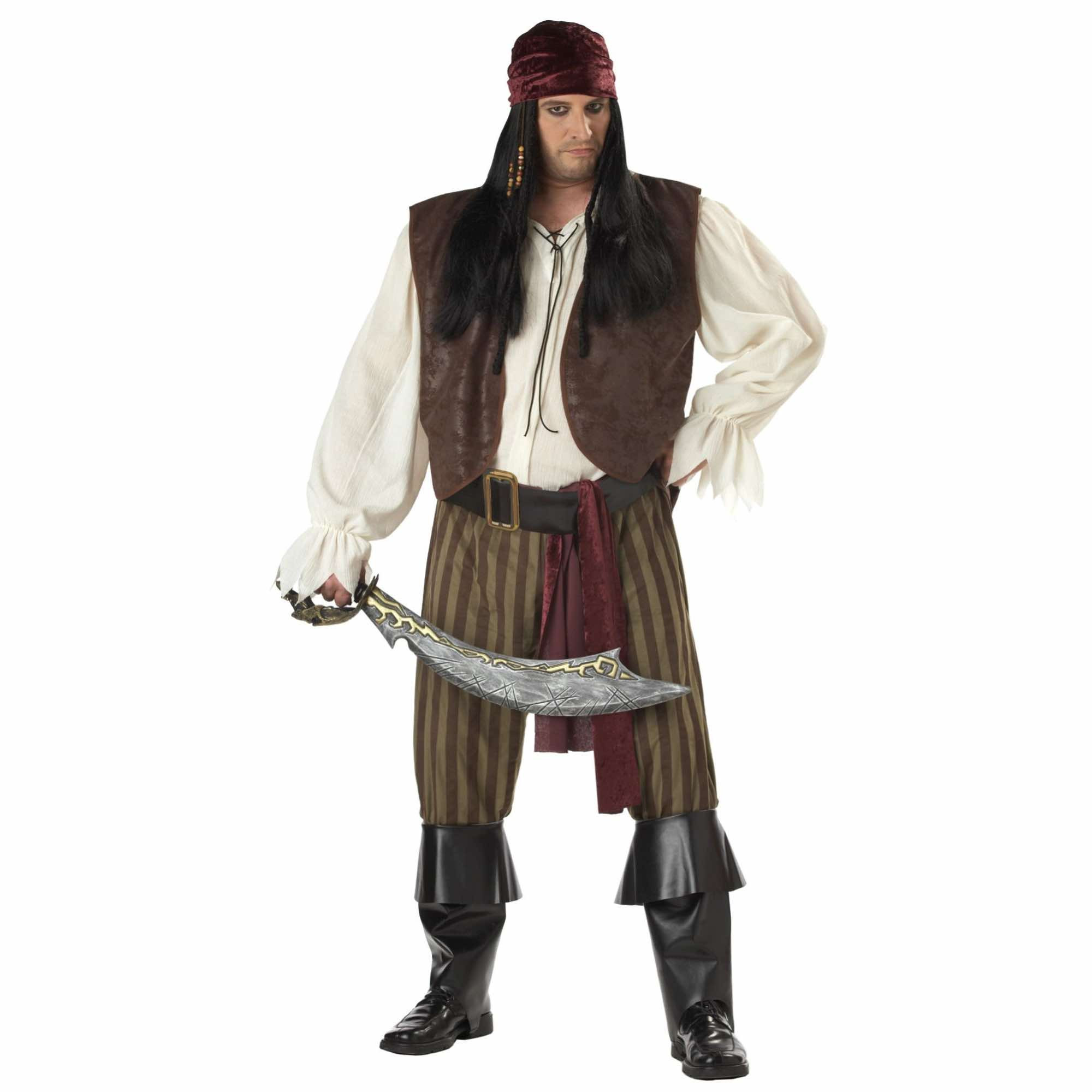 Rogue Pirate Buccaneer Carribbean Book Week Men Costume Plus XXL