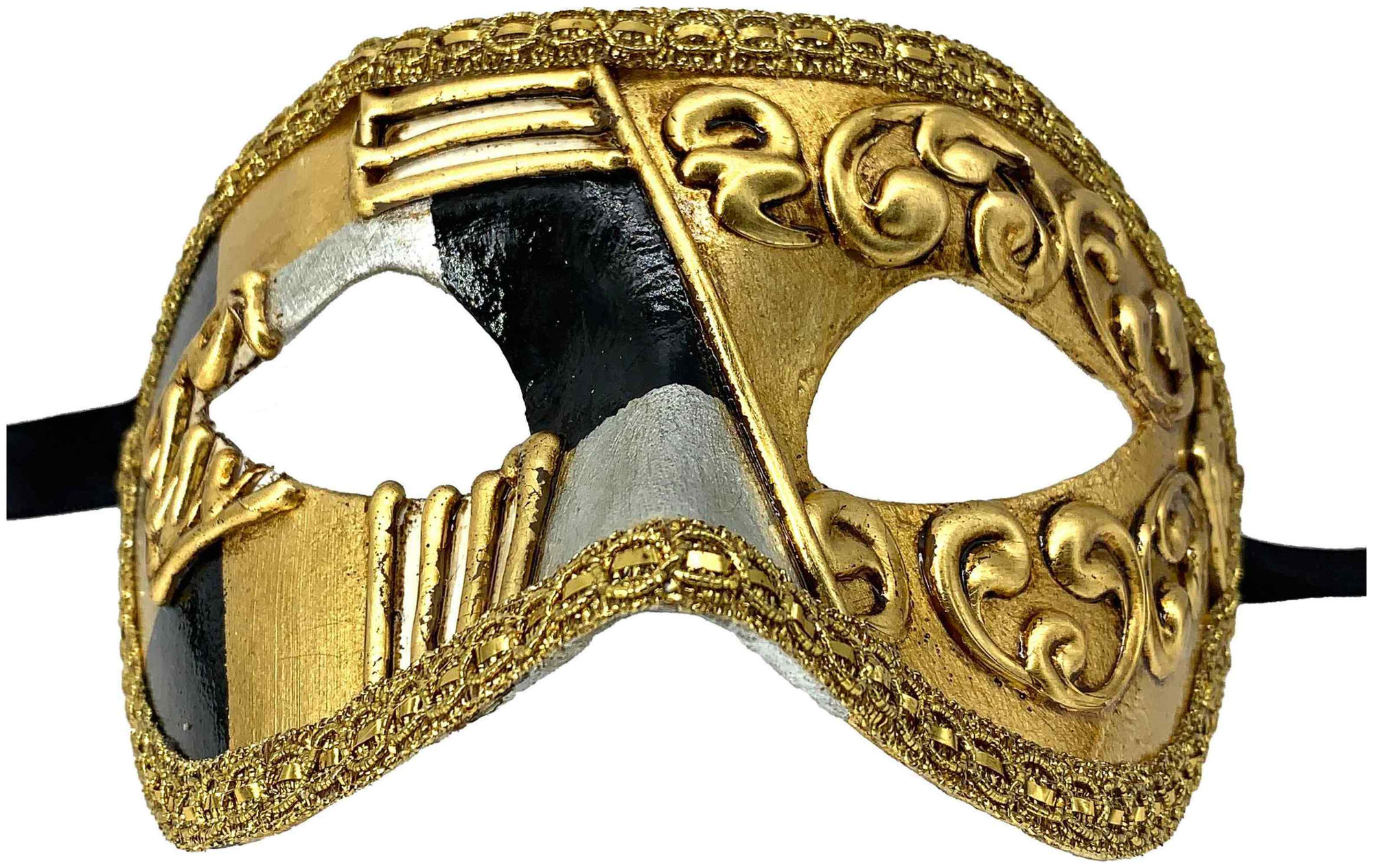 Colombina Art Deco Black Gold Venetian Italian Made Masquerade Womens Mens Mask