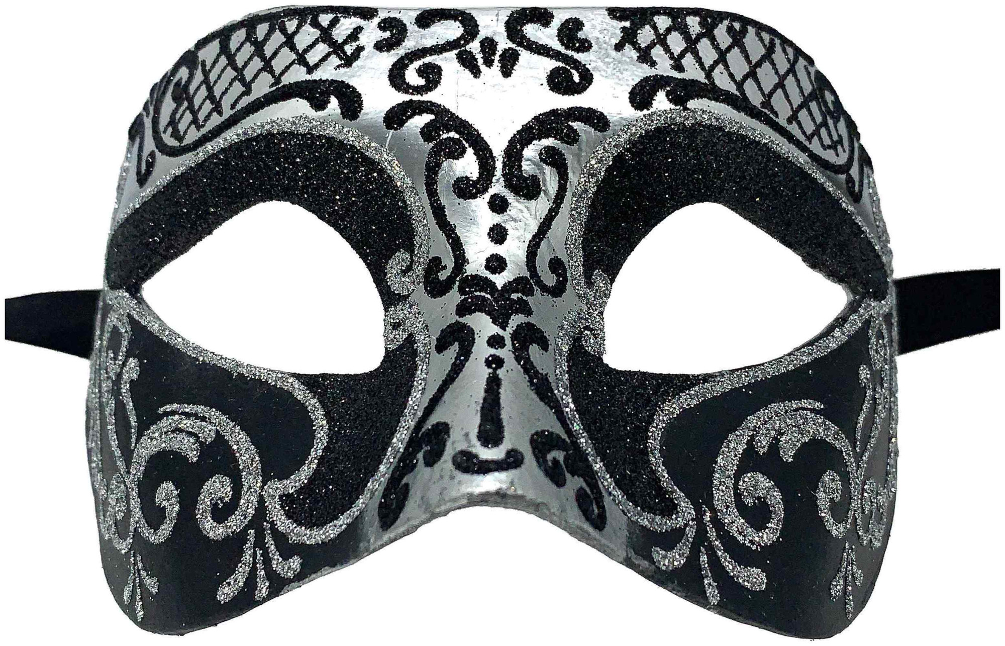 Settecento Brill Silver Black Venetian Italian Made Masquerade Womens Mask