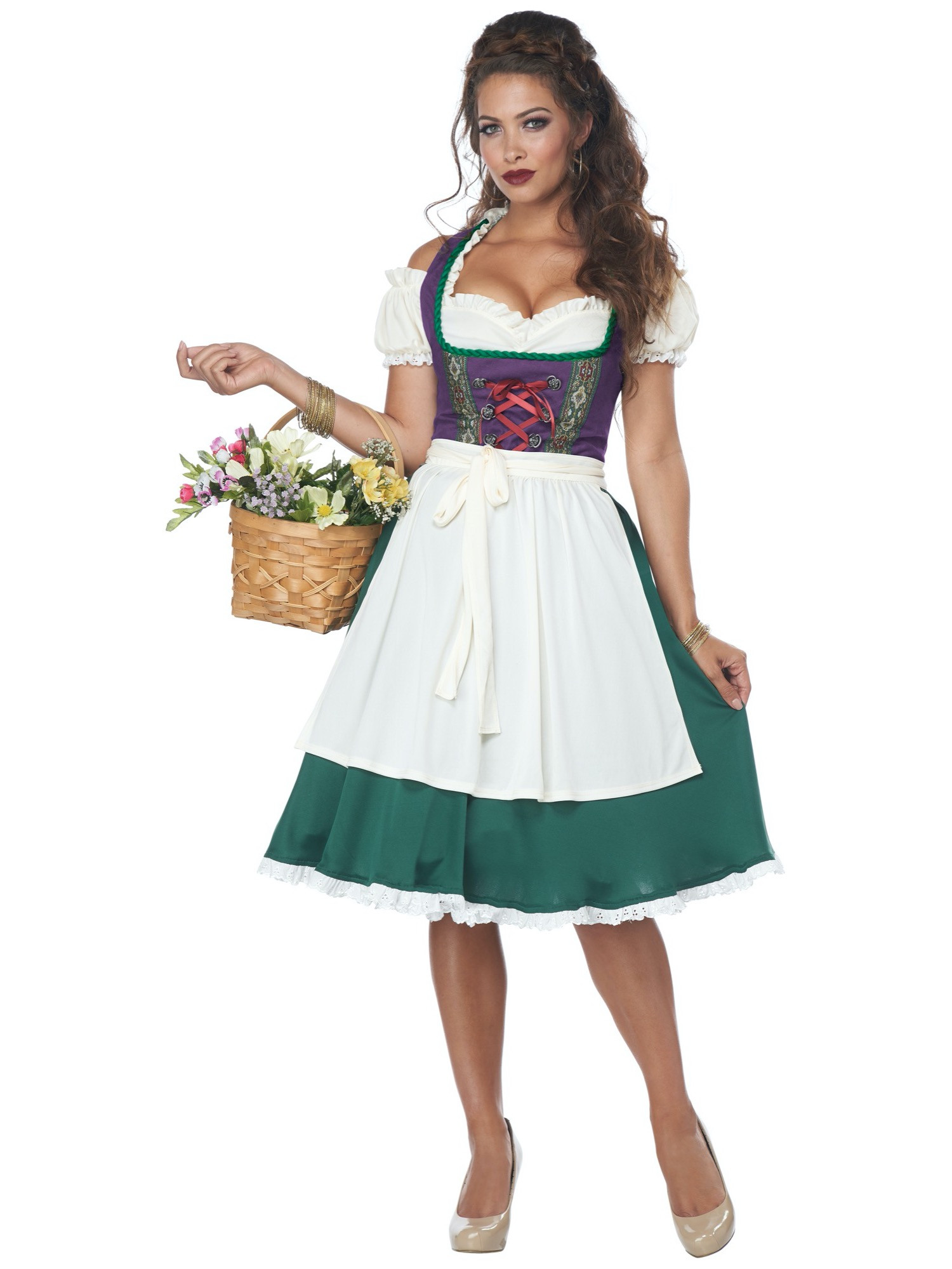 Bavarian Beer Maid Oktoberfest Dirndl German Heidi Gretchen Womens Costume