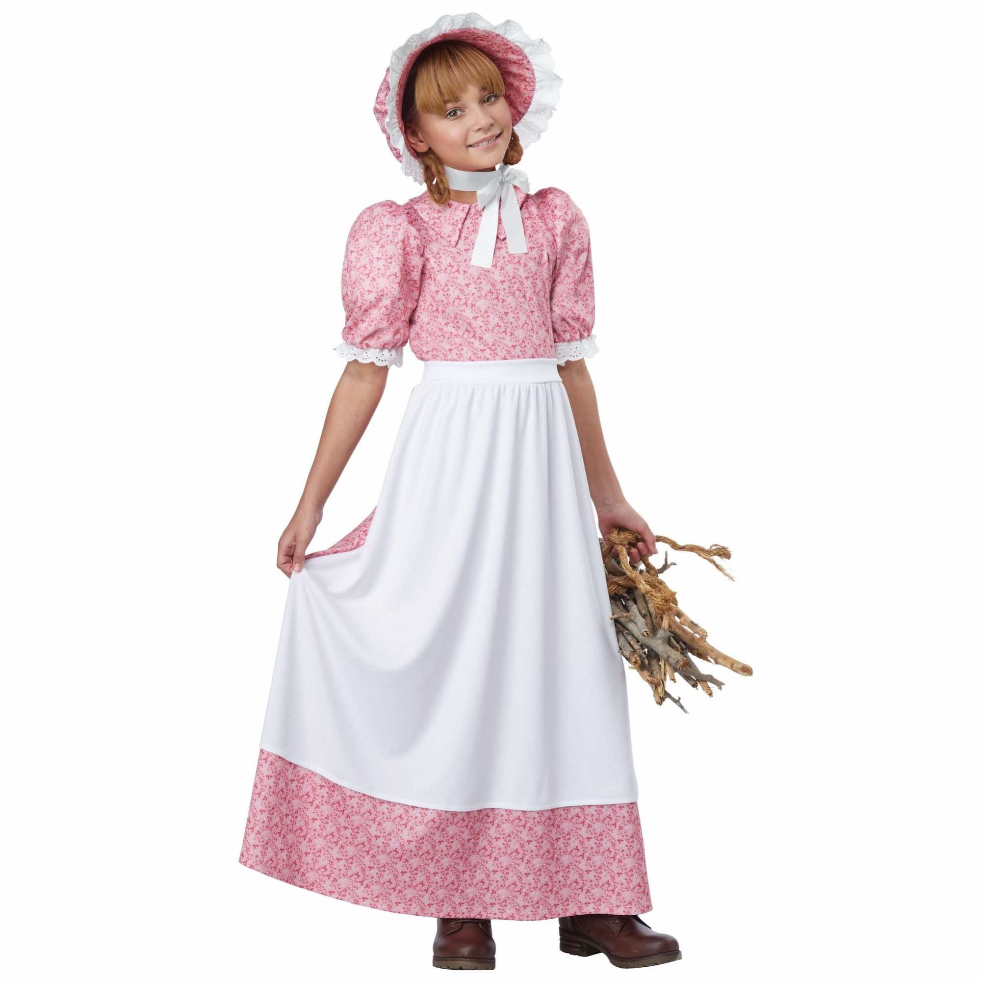 Early American Girl Colonial Pioneer Prairie Olden Day Frontier Girls Costume
