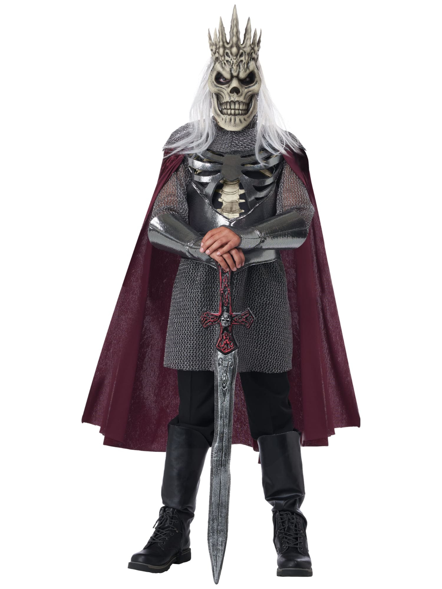 Fearsome Skeleton King Horror Medieval Knight Renaissance Ghost Boys Costume