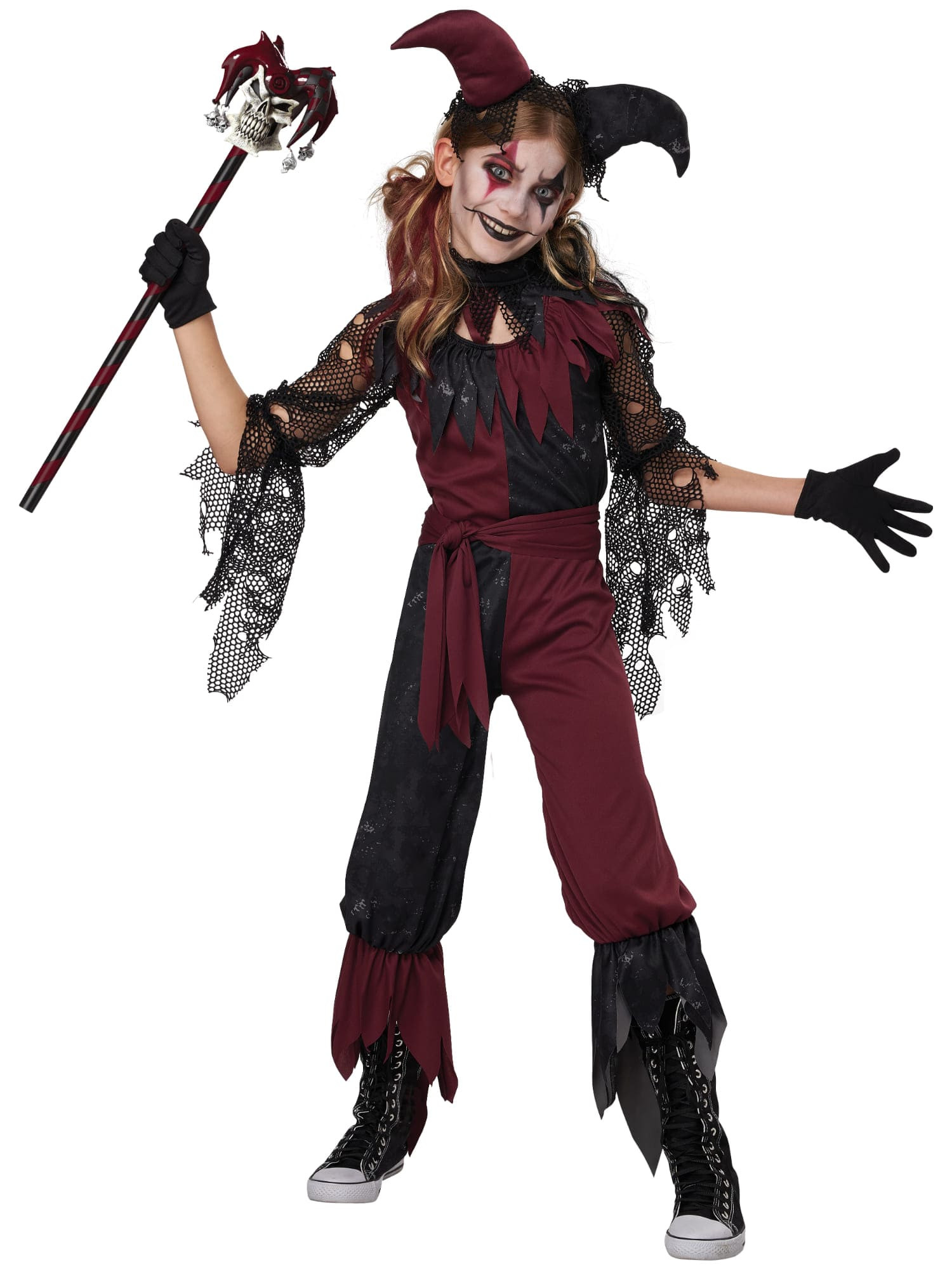 Psycho Jester Horror Clown Joker Evil Scary Halloween Child Girls Costume
