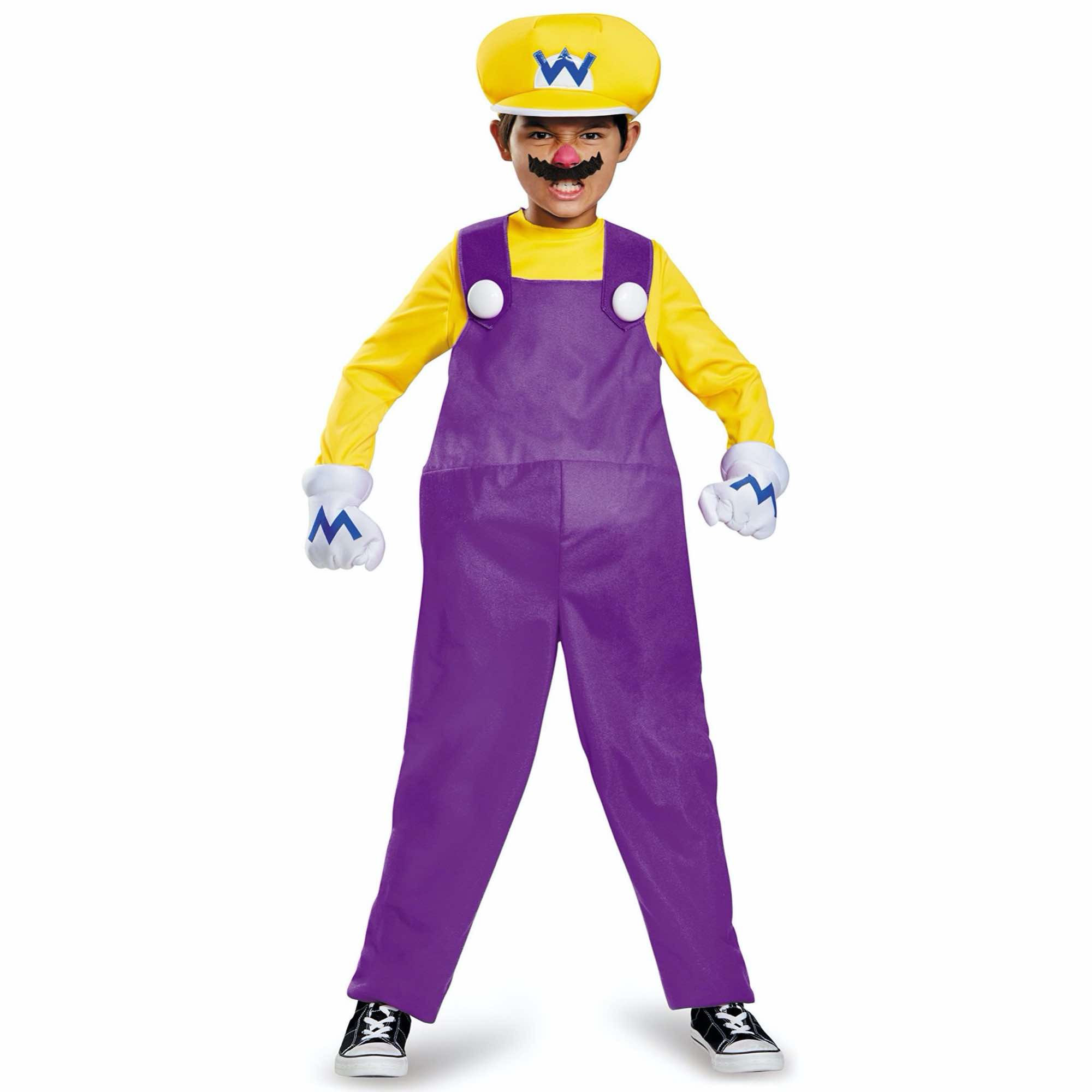 Wario Deluxe Super Mario Villain Bad Plumber Video Game Cartoon Boys Costume