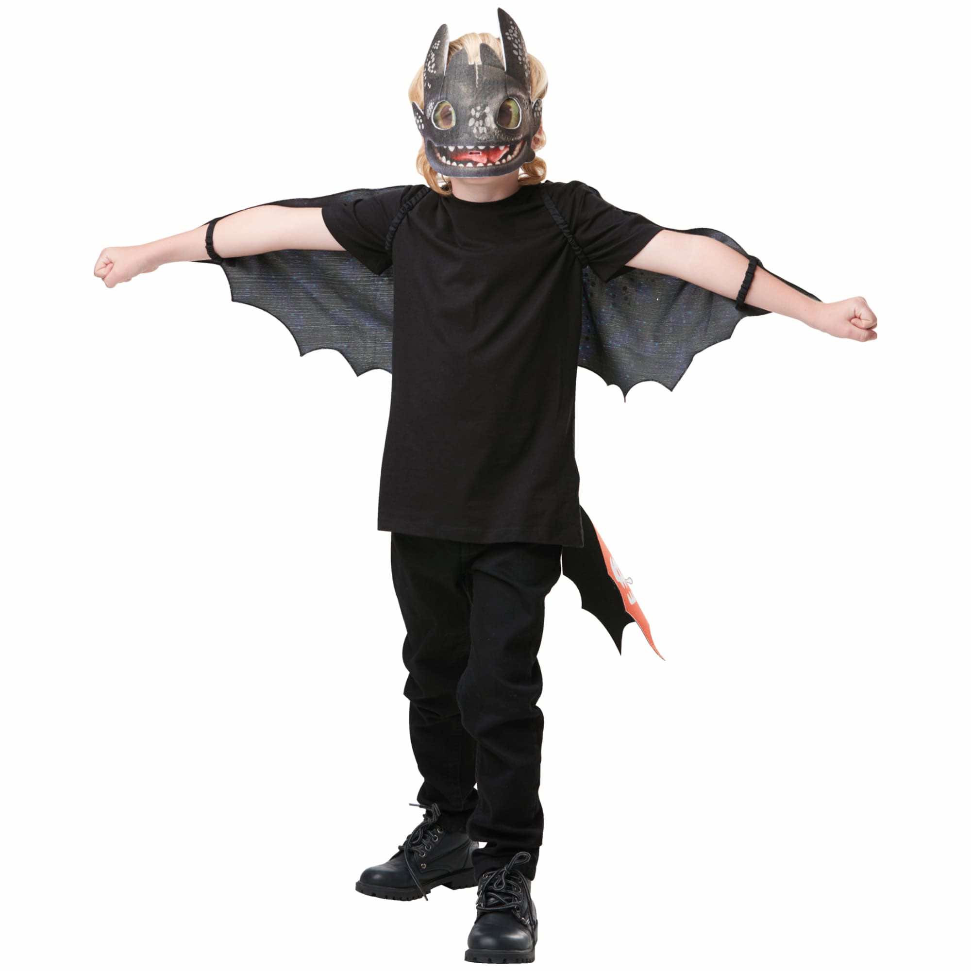 Toothless How To Train Your Dragon Boys Costume Glow In The Dark Wings & Mask