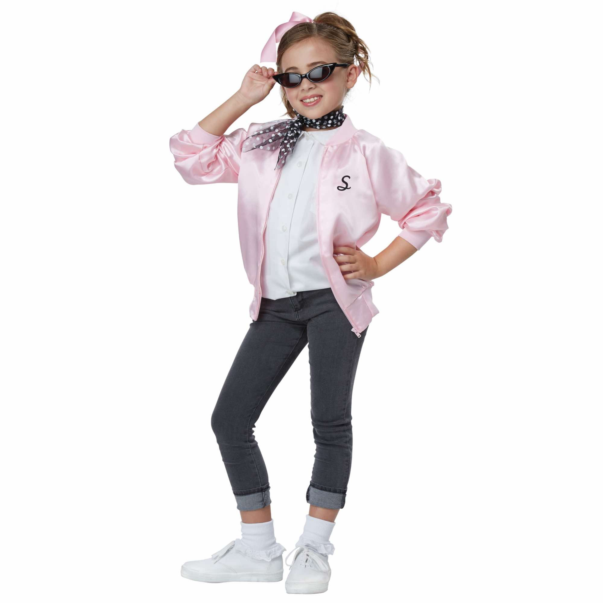 50s Satin Varsity Jacket Old School Greaser Rock Roll Pink Girls Costume