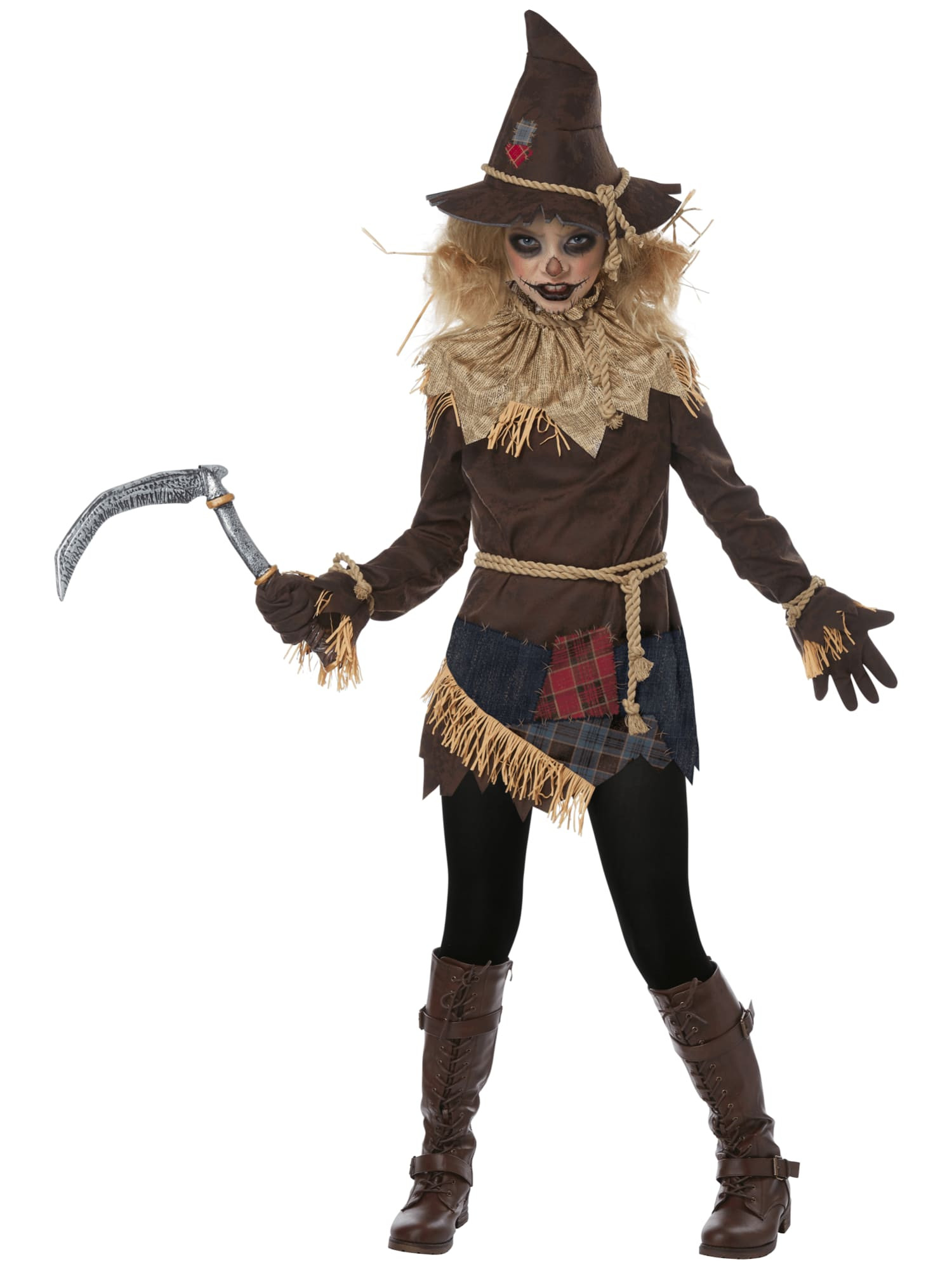 Creepy Scarecrow Horror Scary Monster Halloween Tween Girls Costume