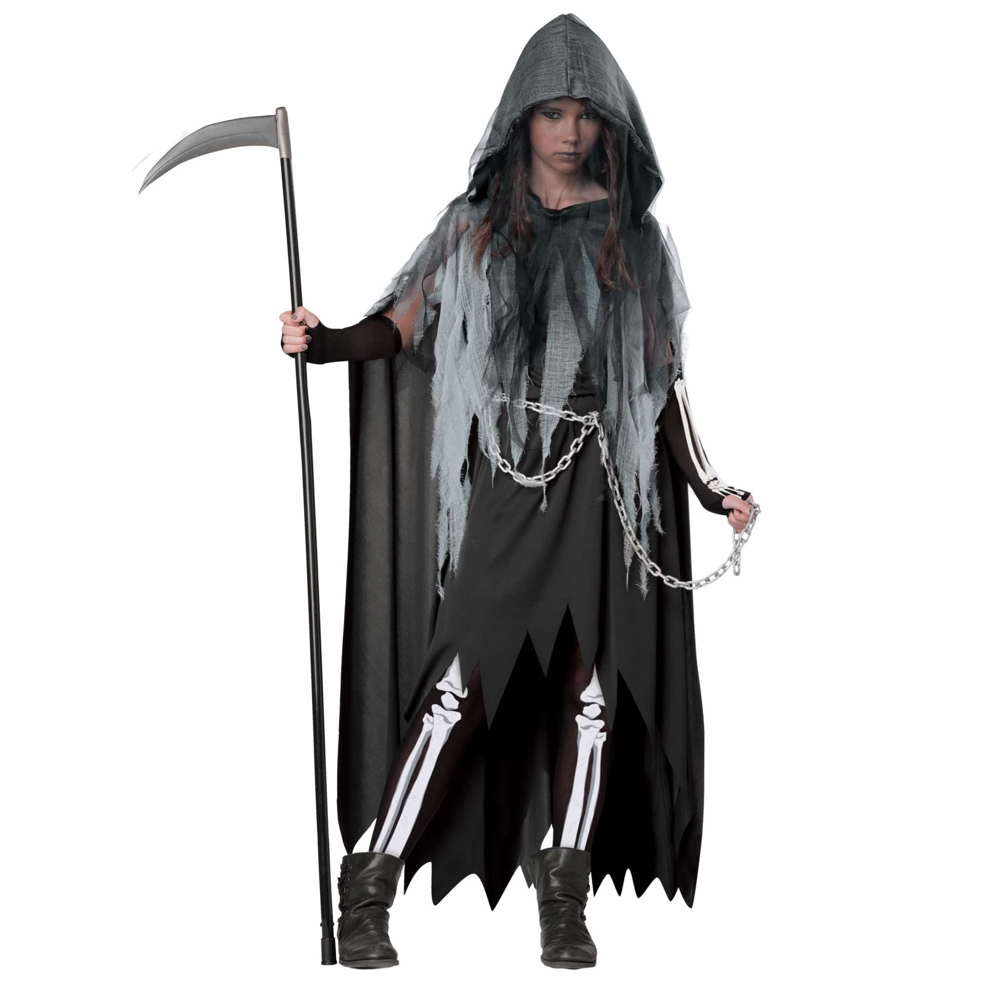 Miss Grim Reaper Death Ghost Spirit Ghoul Halloween Tween Girls Costume