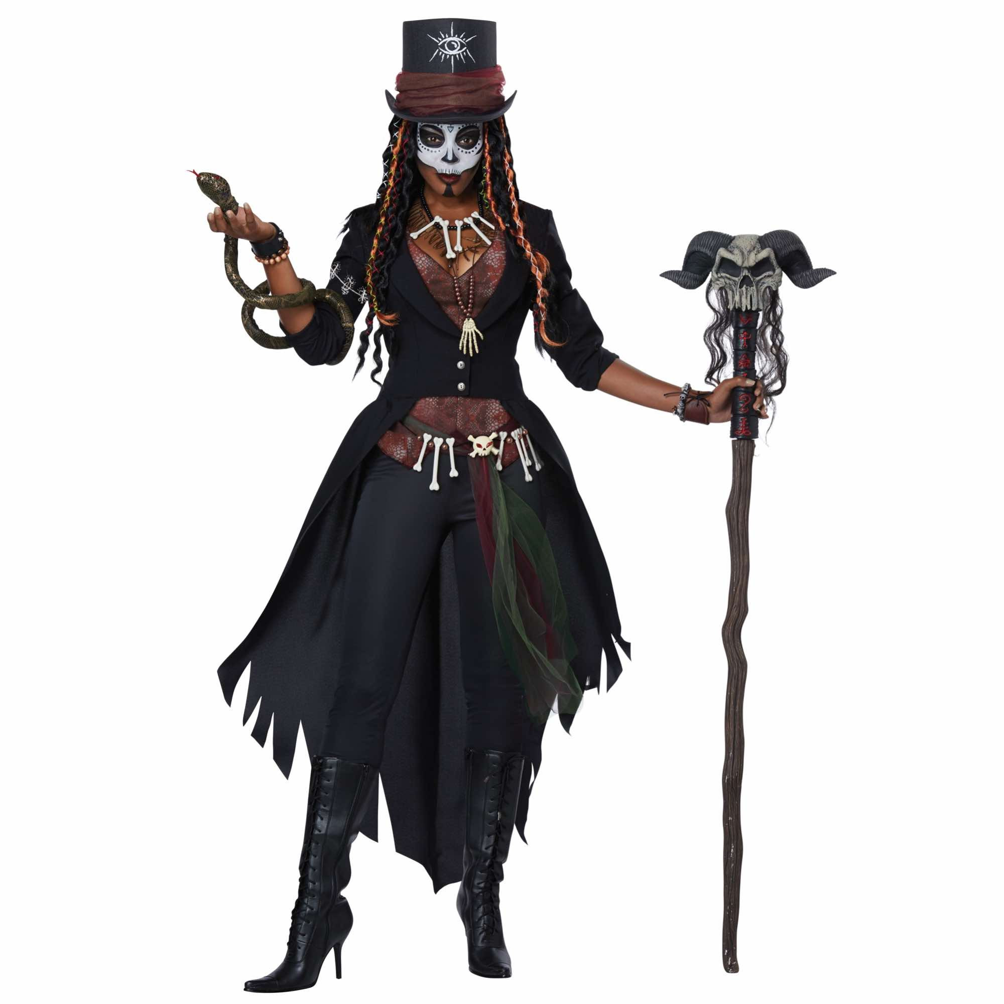 Voodoo Magic Witch Doctor Ritual Skeleton Day Of The Dead Womens Costume Plus