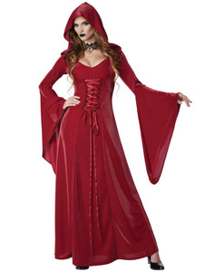 Crimson Red Robe Medieval Gothic Vampire Vampiress Devil Womens Costume Dress Crimson Red Robe Medieval Gothic Vampire Vampiress Devil Womens Costume Dress