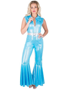 Blue Disco Diva 70s Dancing Queen Hippie Retro Adult Womens Costume Plus XL Blue Disco Diva 70s Dancing Queen Hippie Retro Adult Womens Costume Plus XL