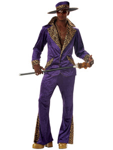 Pimp Mens Fancy Dress 1980s Big Daddy Gangster Swag Suit Adults