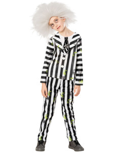 Beetlejuice Deluxe 80s Movie Ghost Halloween Boys Costume and Wig Beetlejuice Deluxe 80s Movie Ghost Halloween Boys Costume and Wig