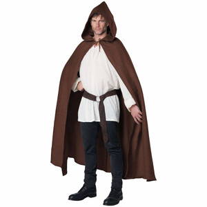 Medieval Monk Jedi Cape Unisex Adult Mens Women Costume Brown Hooded Cloak