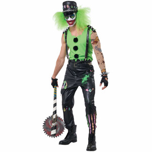 Crazed Clown Psycho Killer Evil Creepy Horror Halloween Adult Mens Costume Crazed Clown Psycho Killer Evil Creepy Horror Halloween Adult Mens Costume
