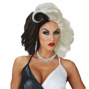 Cruel Diva Devil Dalmatians Villain Cartoon Womens Costume Wig Cruel Diva Devil Dalmatians Villain Cartoon Womens Costume Wig