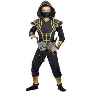 Cloaked Ninja Gold Japanese Warrior Fighter Book Week Child Boys Costume Cloaked Ninja Gold Japanese Warrior Fighter Book Week Child Boys Costume