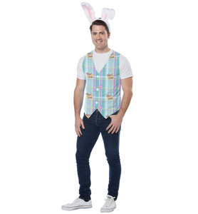 Easter Bunny Hare Rabbit Headband Vest Holiday Dress Up Mens Costume Kit