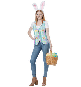 Easter Bunny Hare Rabbit Headband Vest Holiday Dress Up Womens Costume Kit