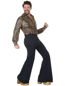 70s Disco Guy 1970s 1960s Metallic Gold Hippie Retro Party Adult Mens Costume 70s Disco Guy 1970s 1960s Metallic Gold Hippie Retro Party Adult Mens Costume