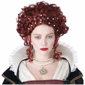 Elizabethan Lady Renaissance Curly Auburn Womens Wig